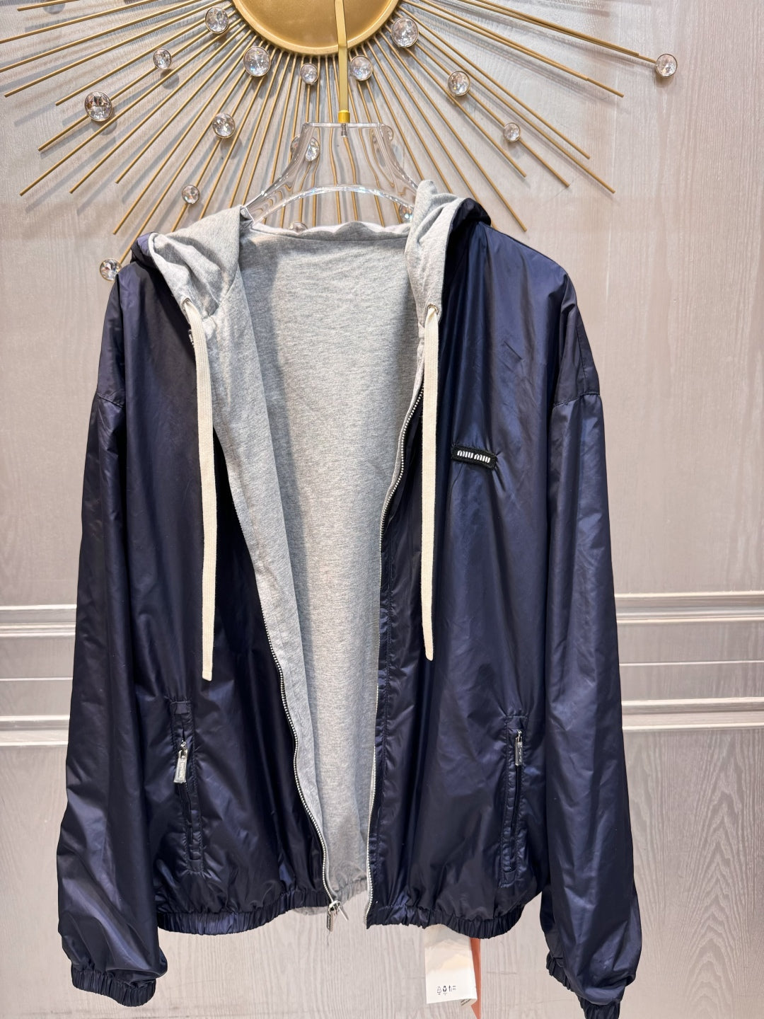 Miu Miu 25 Jacket Navy Blue Gray Cotton