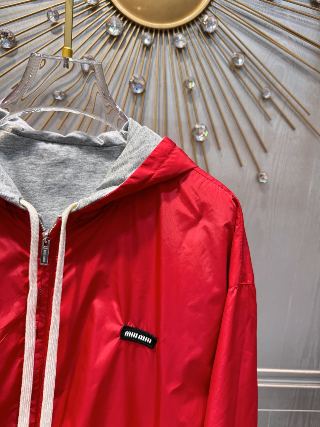 Miu Miu 25 Jacket Red Gray Cotton