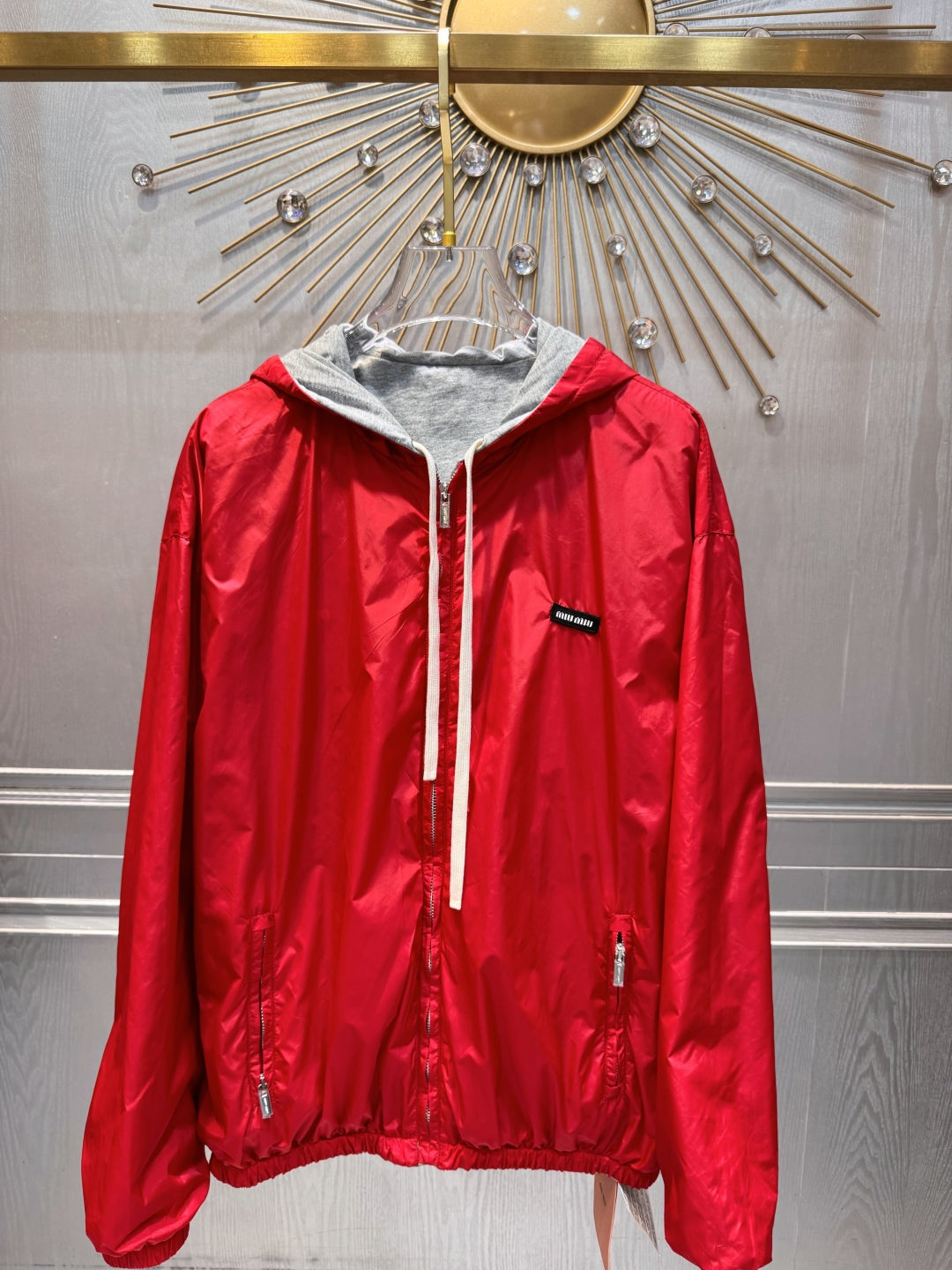 Miu Miu 25 Jacket Red Gray Cotton