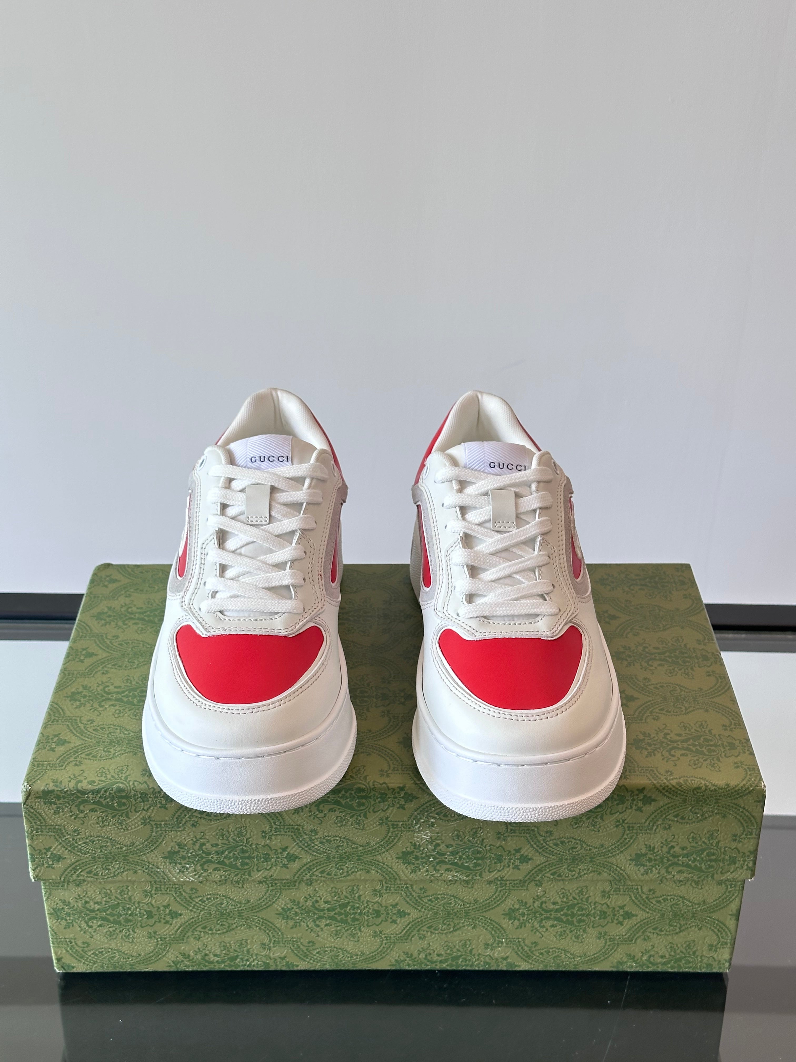 GG Men's Sneaker White Pink Cowhide 535205