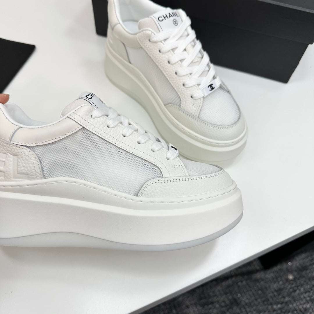 CC 25 Platform Sneaker White Mesh Sheepskin 331750