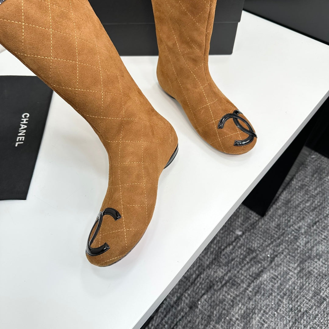 Chanel 2026 Cambon Line Quilted Boots Suede Leather 985743