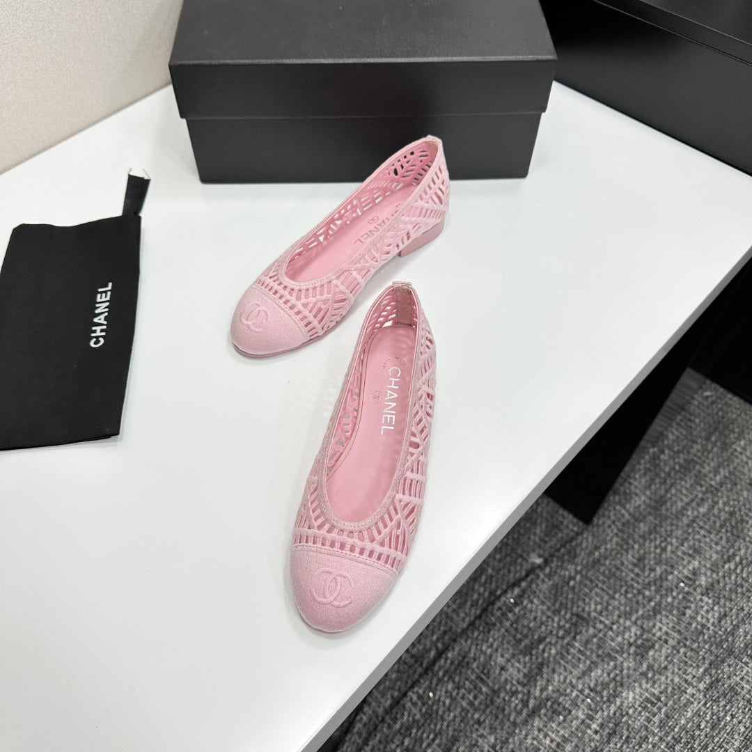 CC 26s Ballet Flats Pink Canvas Leather 626299