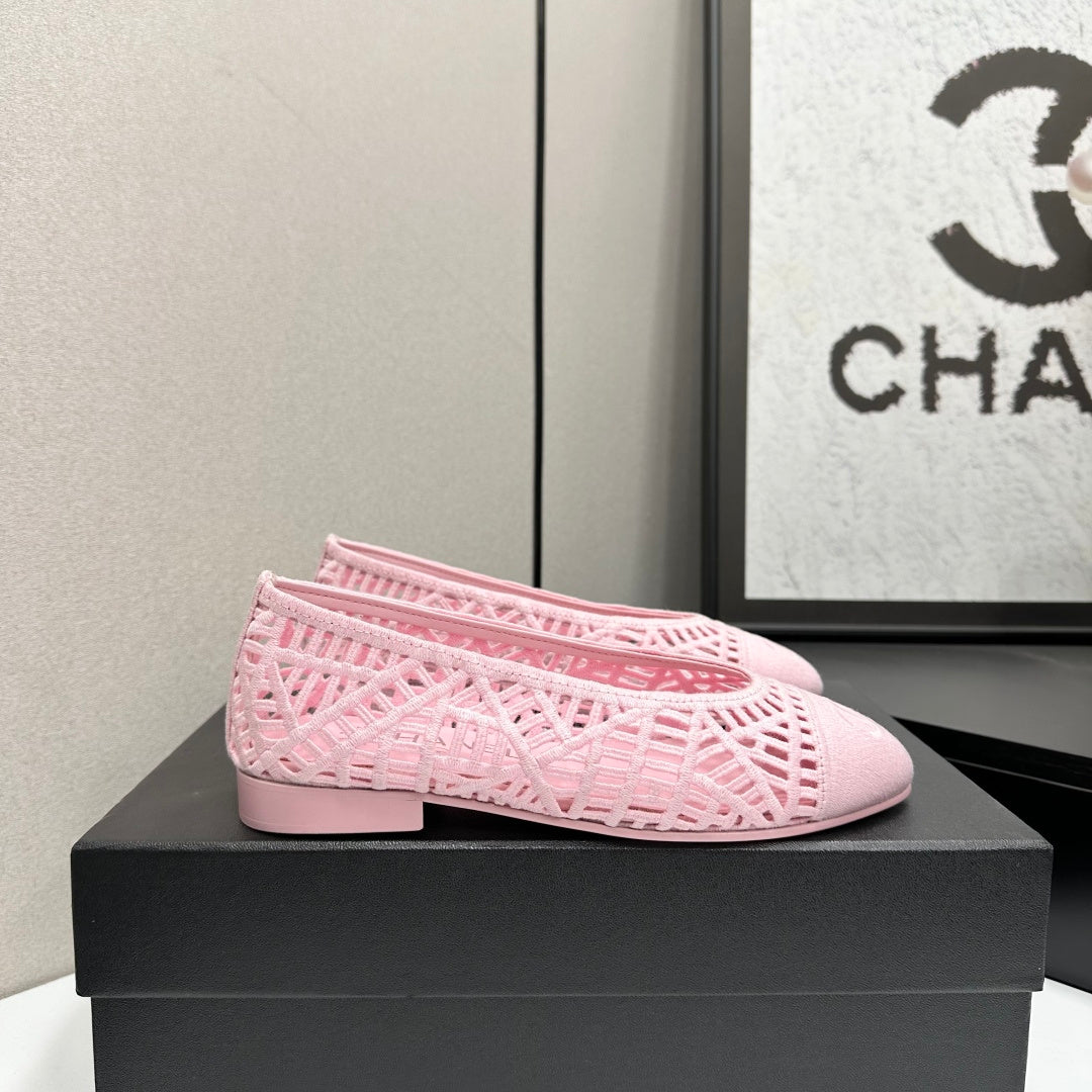 CC 26s Ballet Flats Pink Canvas Leather 626299