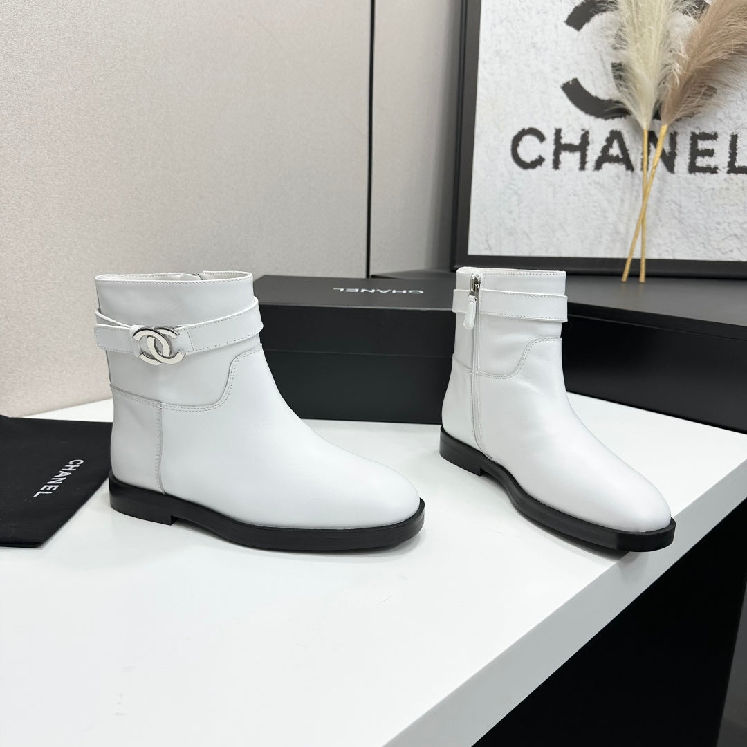 Chanel 2026 CC Logo Belted Boots Cowhide 985942