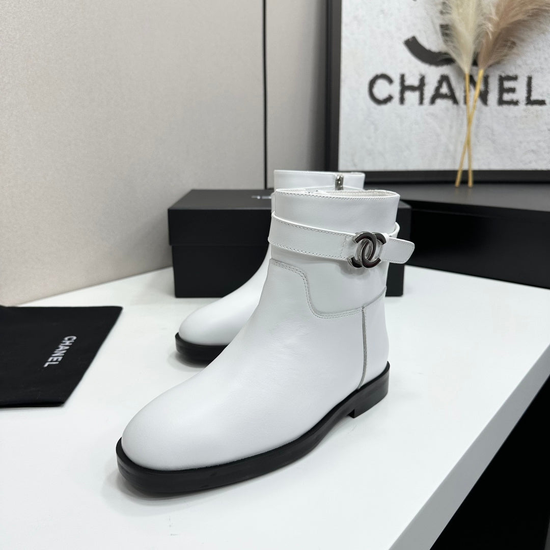 Chanel 2026 CC Logo Belted Boots Cowhide 985942