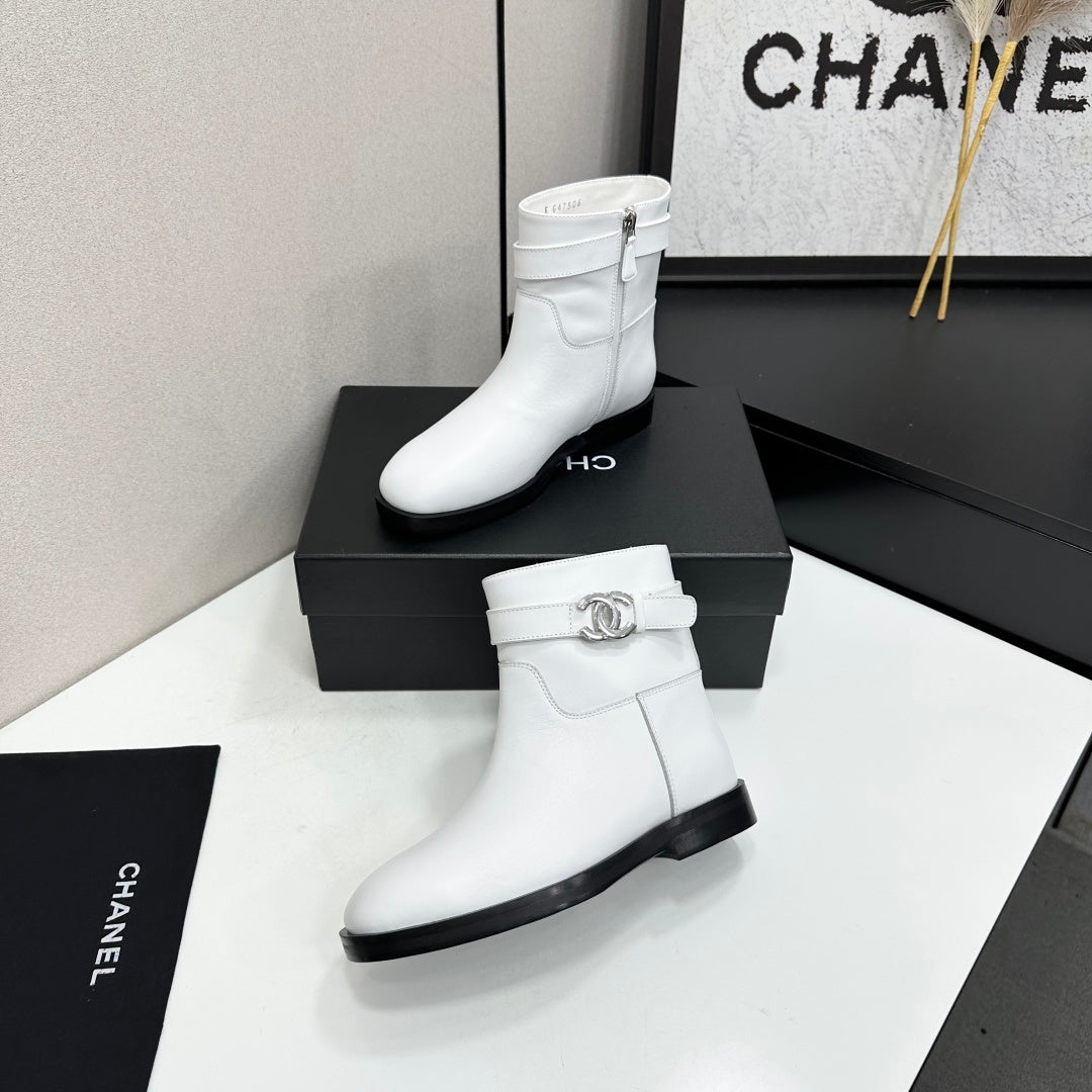 Chanel 2026 CC Logo Belted Boots Cowhide 985942