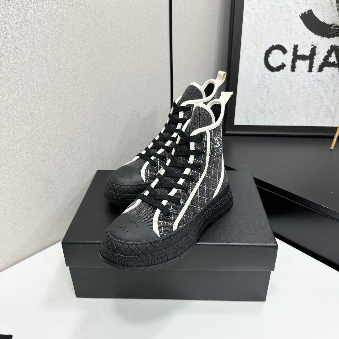 Chanel 2026 Quilted High Top Sneakers Suede Fabric 986146