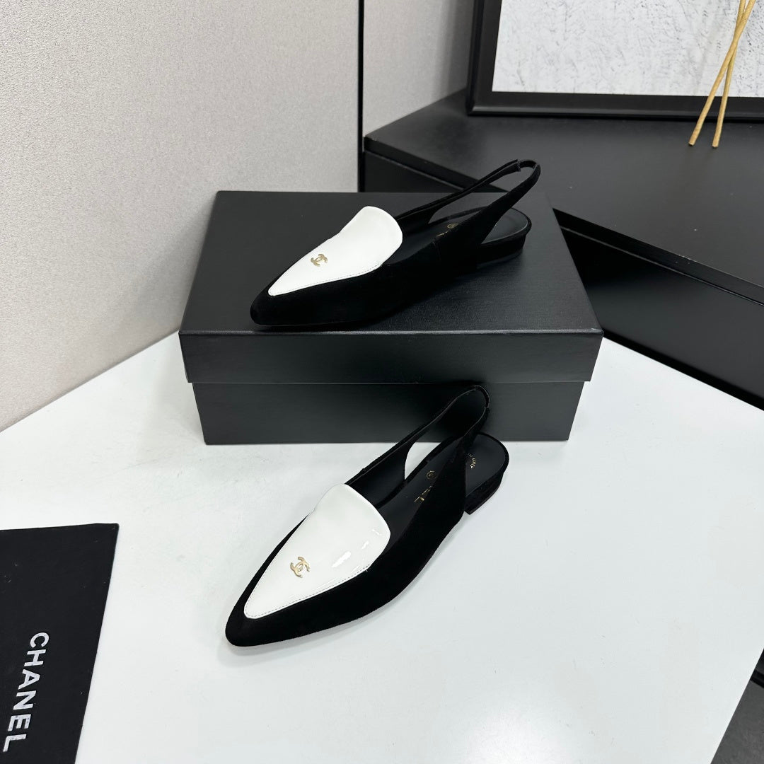 Chanel 2026 Two-Tone Flat Slingbacks Suede Leather 985827