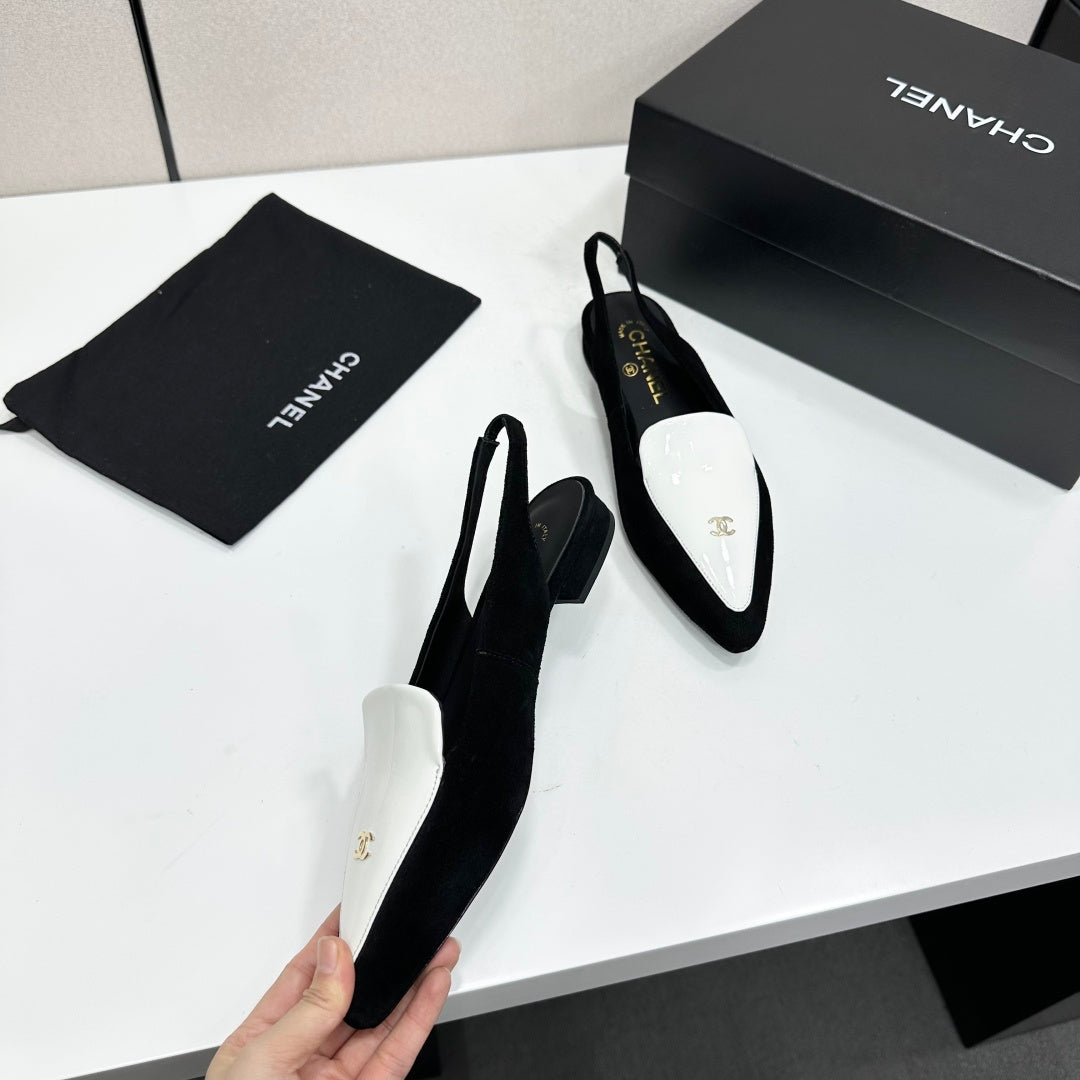 Chanel 2026 Two-Tone Flat Slingbacks Suede Leather 985827