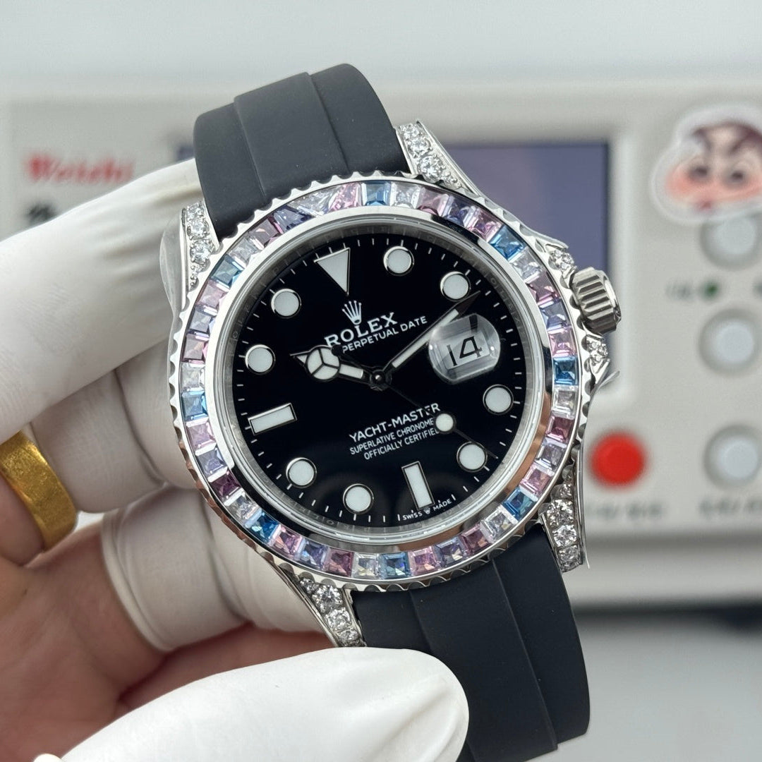 Rolex Yacht-Master 42mm Black Dial Multi Color Diamond