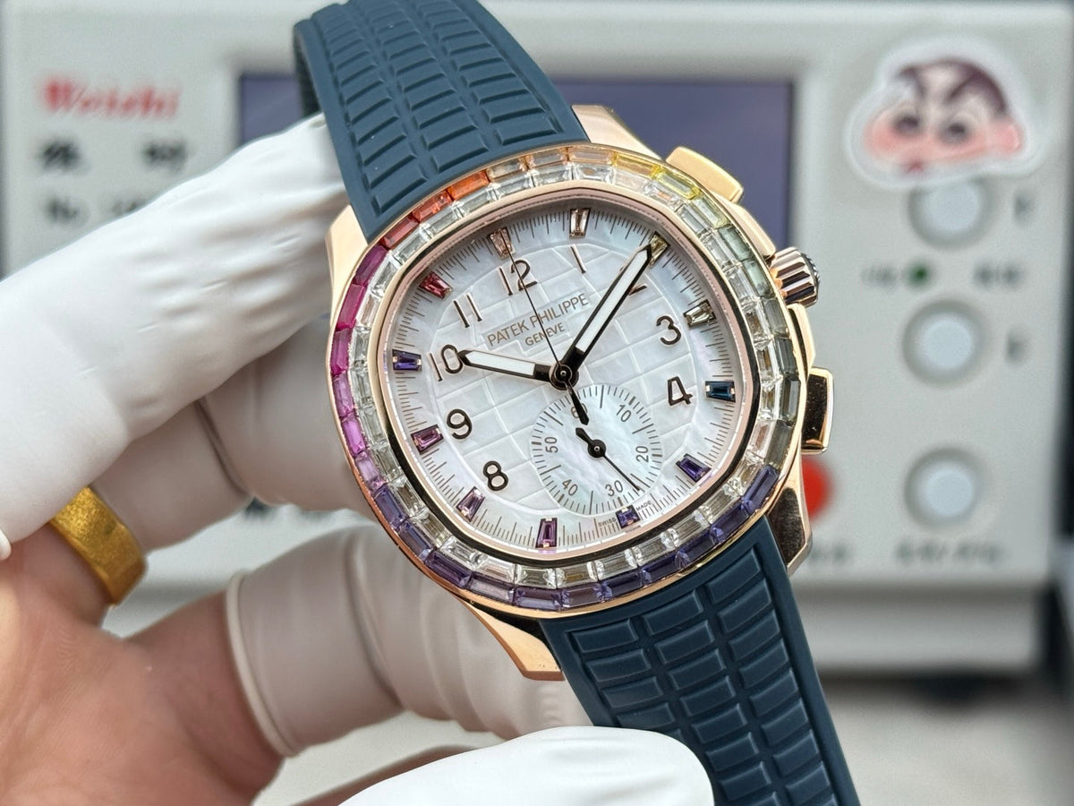 Patek Philippe Aquanaut Luce “Rainbow” Chronograph 40mm Blue Rubber Strap