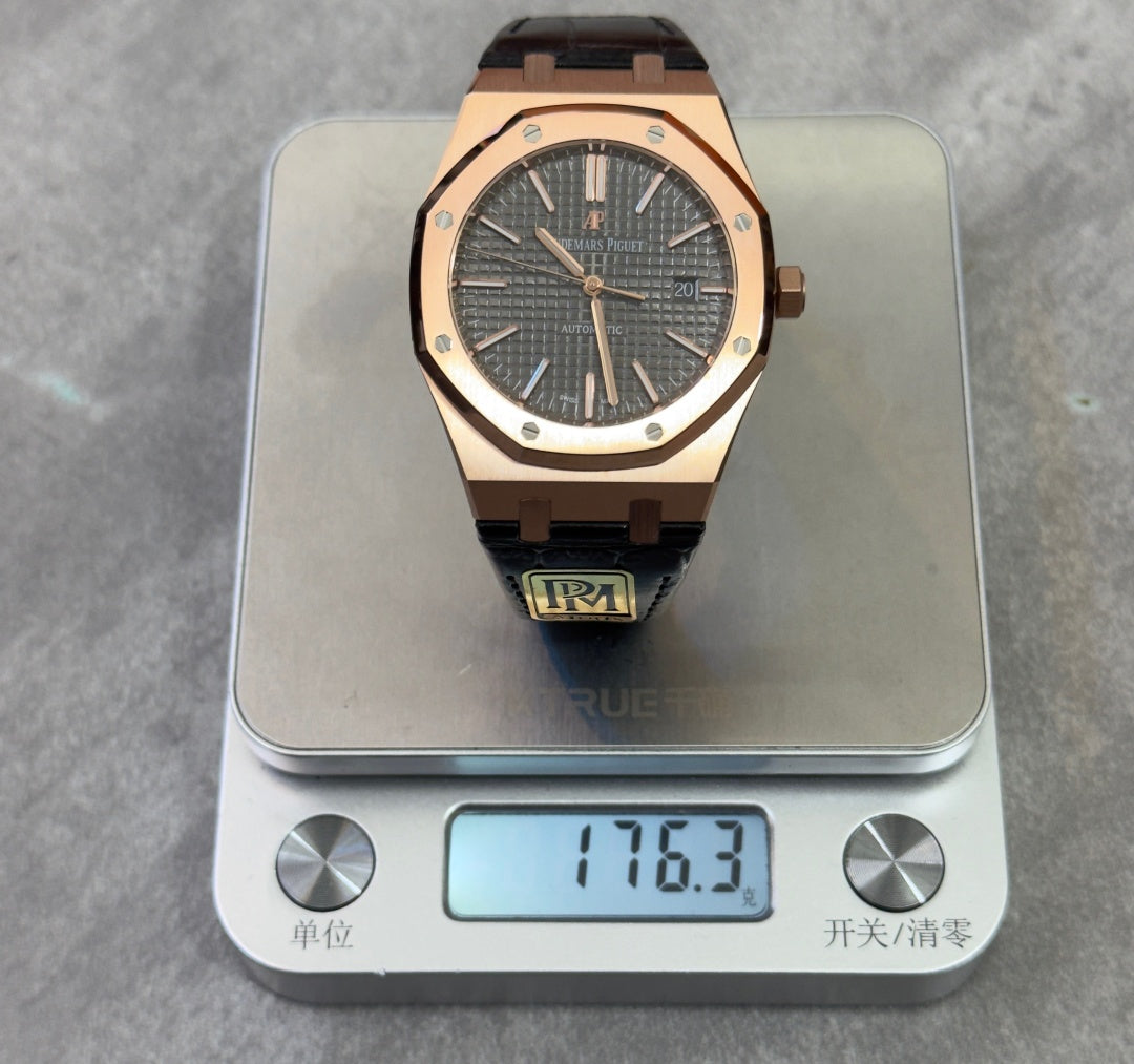Audemars Piguet Royal Oak Selfwinding 41mm 15400OR Grey Dial Leather Strap