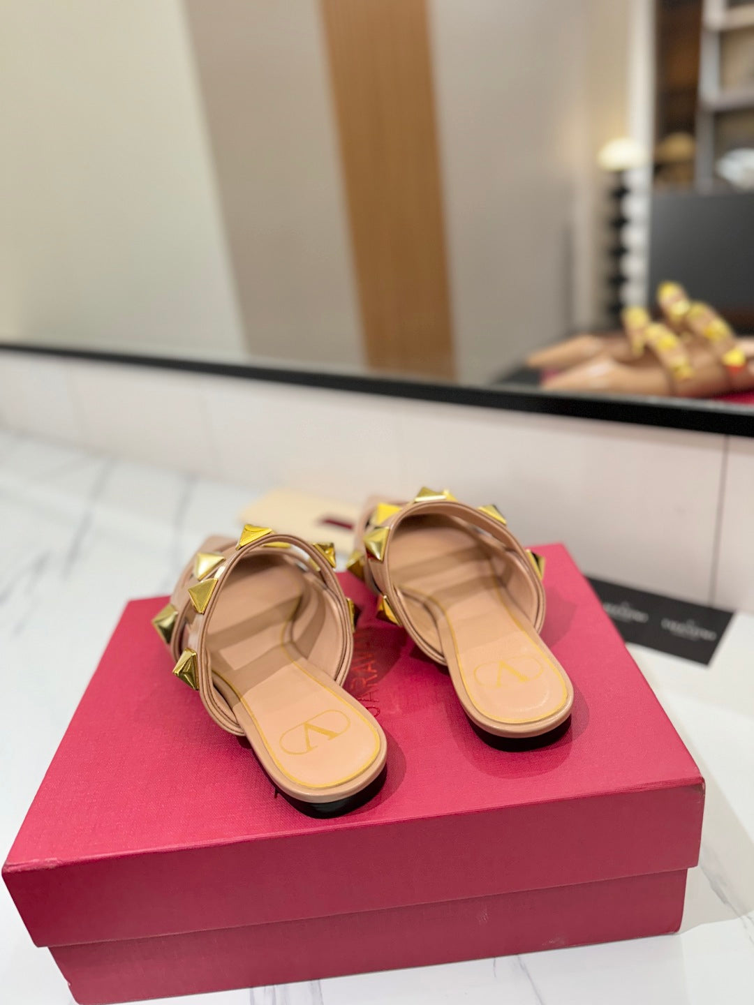 VT Rockstud Mule Nude Gold Cowhide 351949