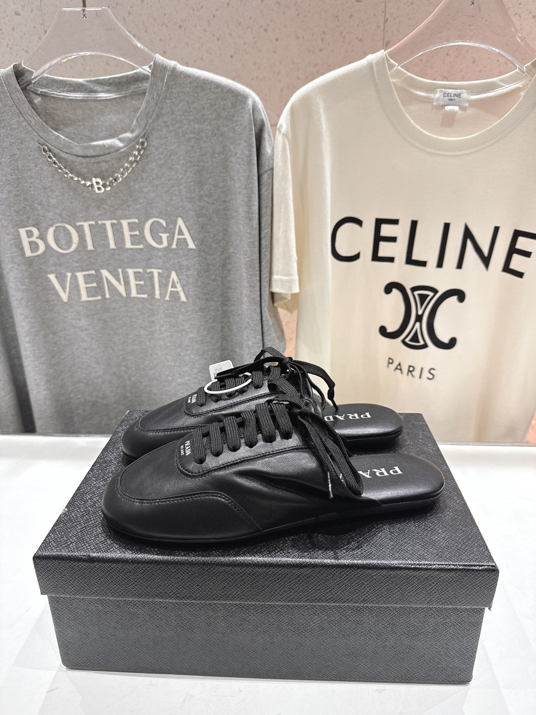 Prada 25s mule black sheepskin 535499