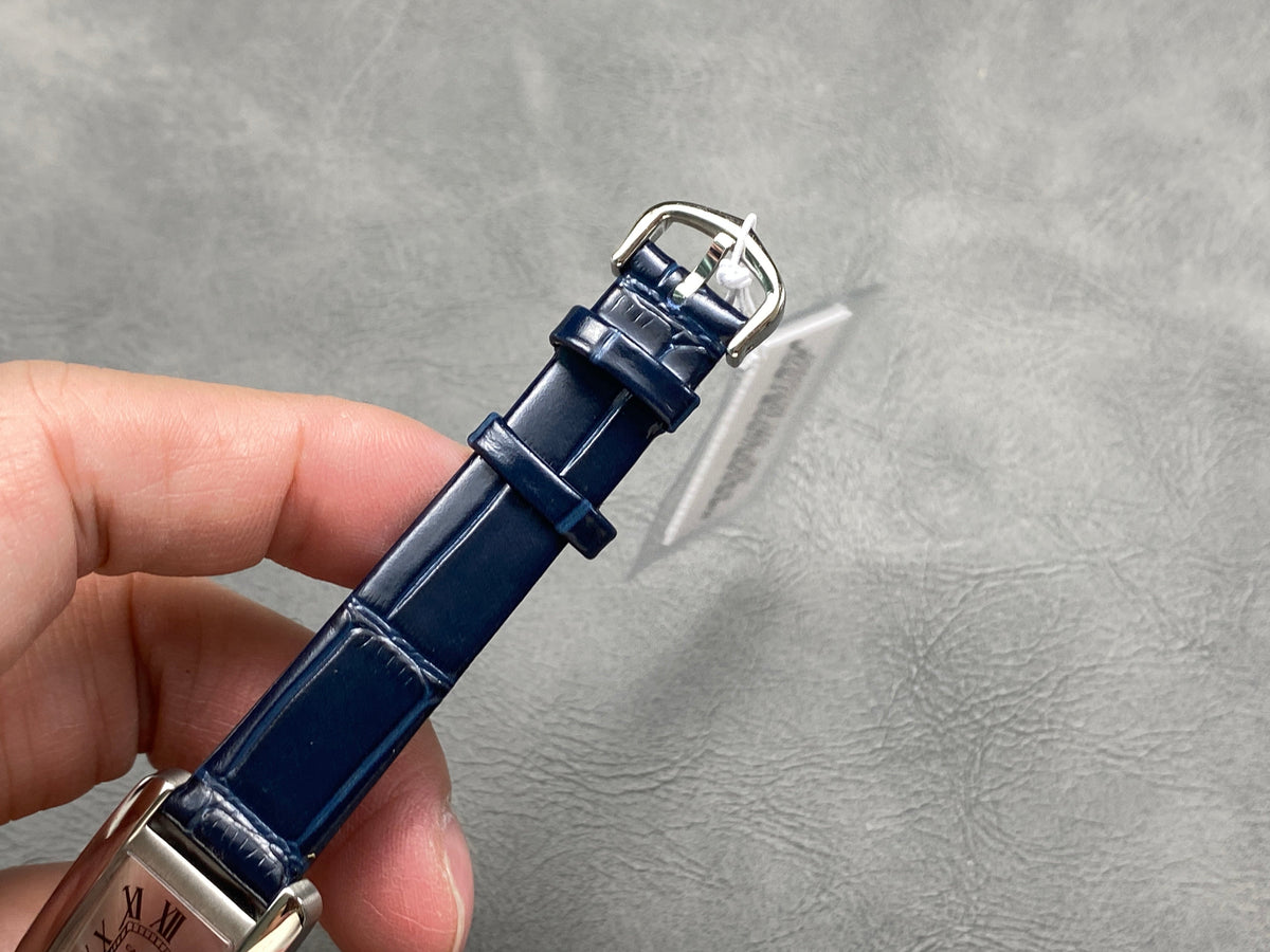 Tank Americane 20mm Silver Case Blue Leather Strap