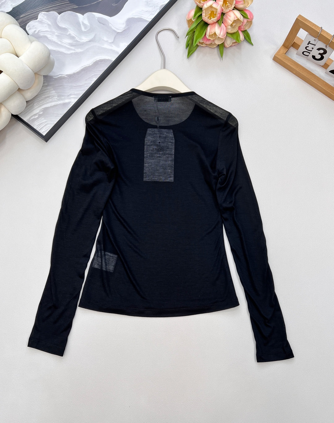 CC 25 long-sleeved shirt black tencel cotton