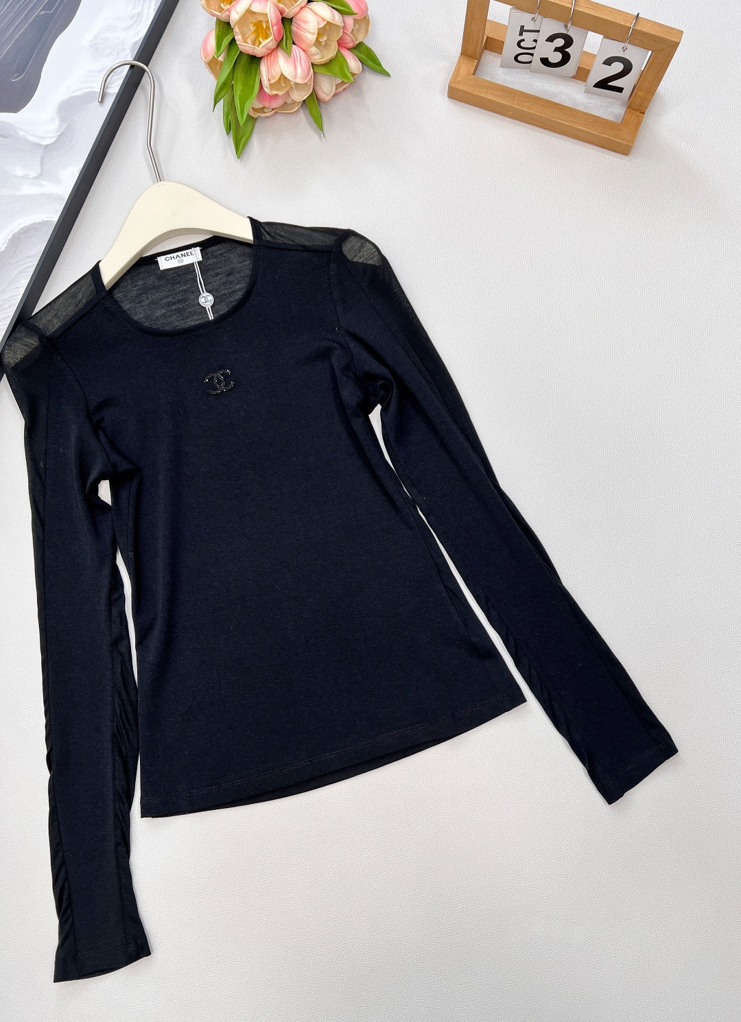 CC 25 long-sleeved shirt black tencel cotton