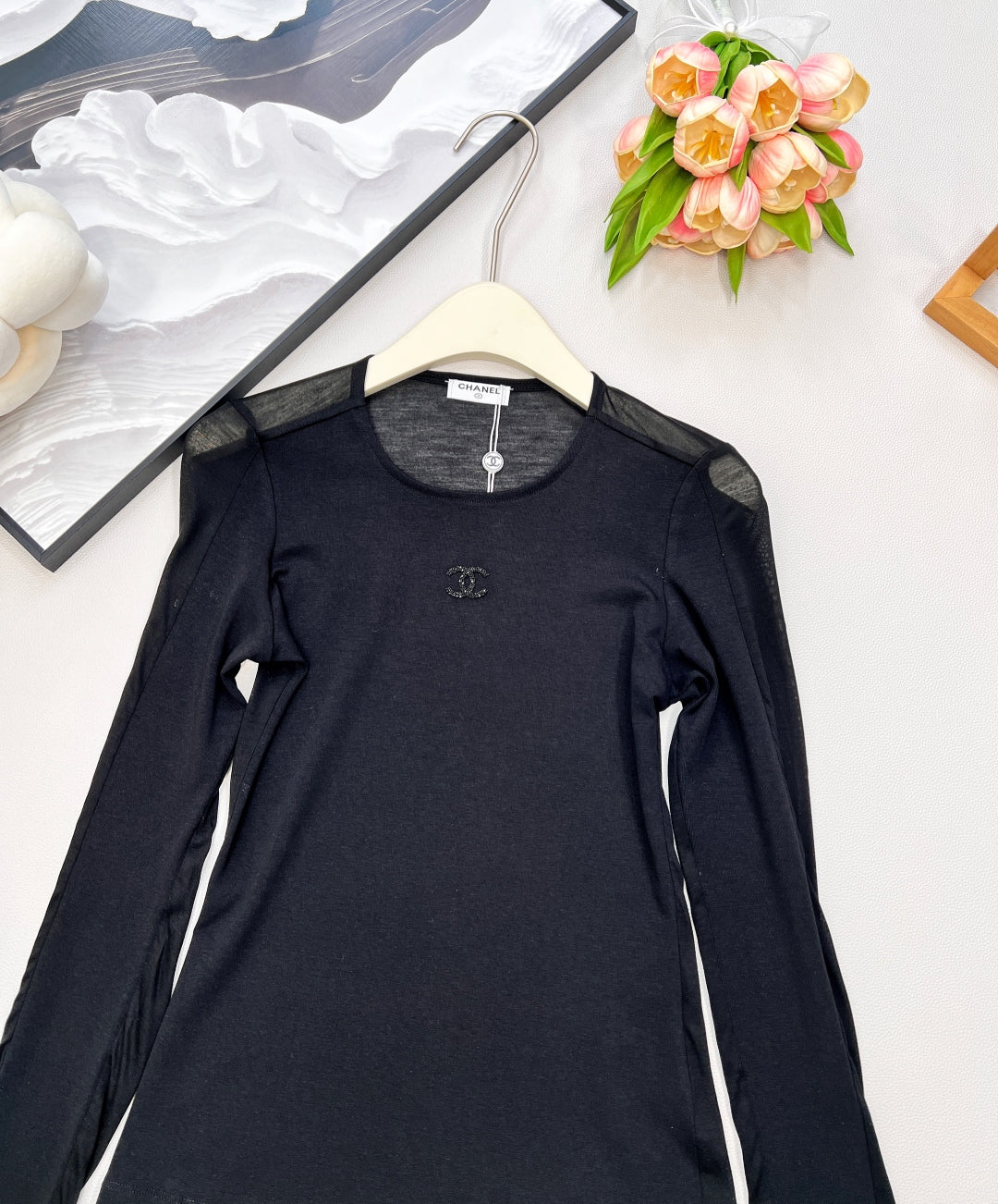 CC 25 long-sleeved shirt black tencel cotton