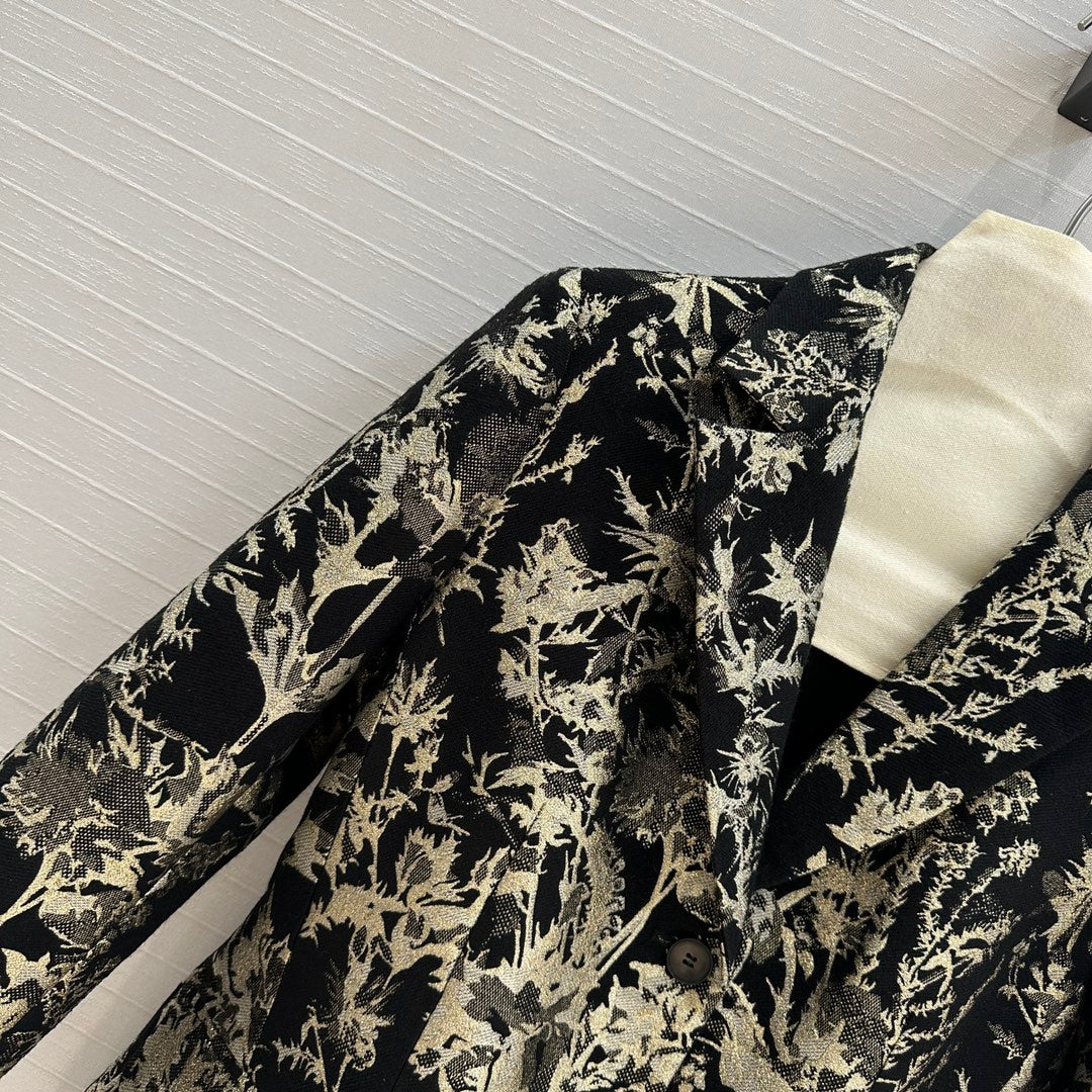 CD 25 Print Suit jacket Black Gold Jacquard fabric