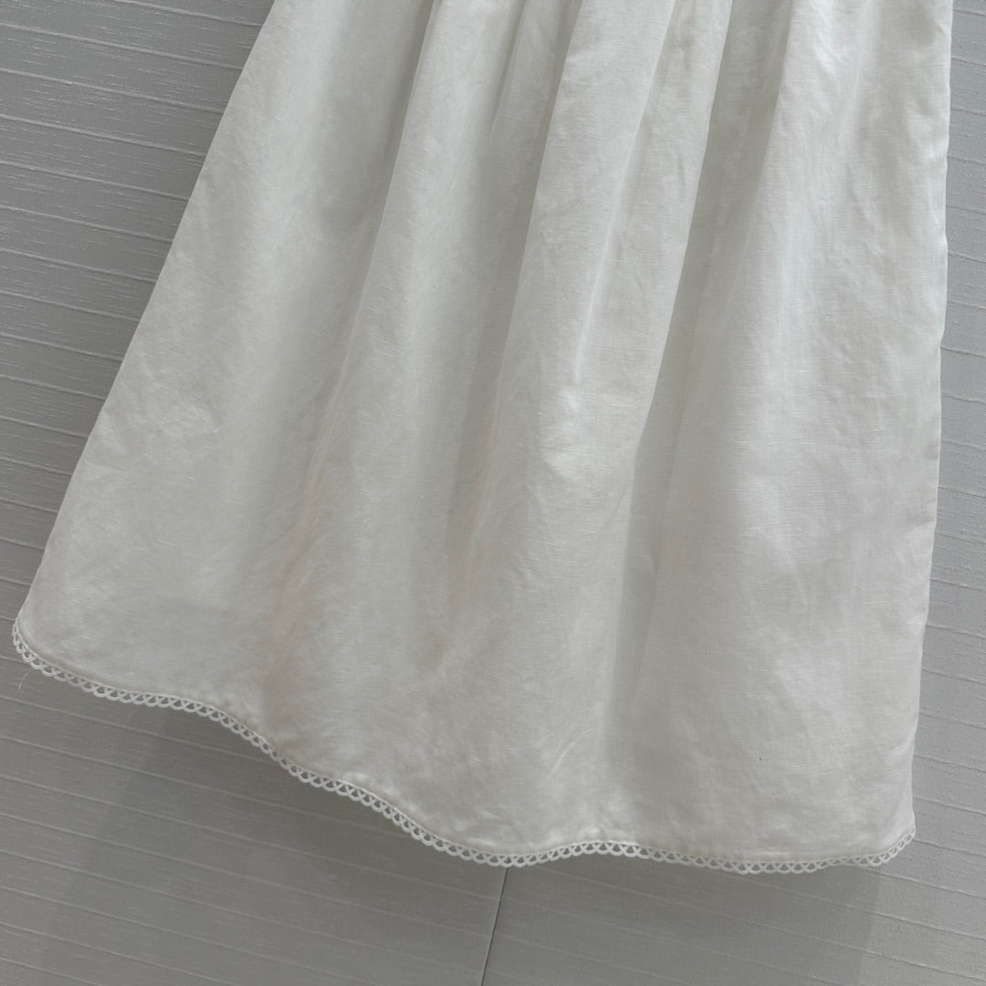 Miumiu 25 Skirt White Linen Cotton