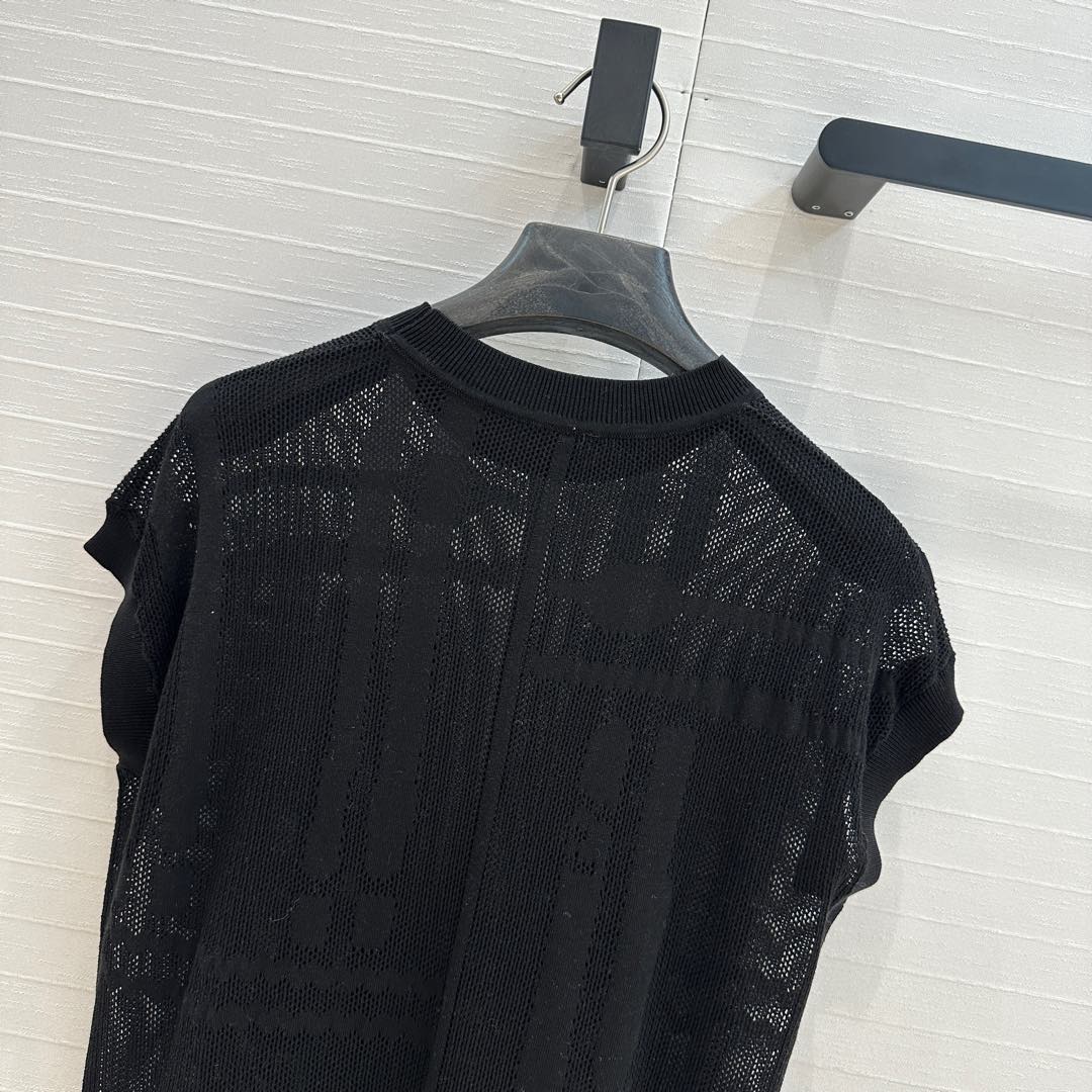 Hm 25 Short-sleeved Sweater Black Mesh Polyester