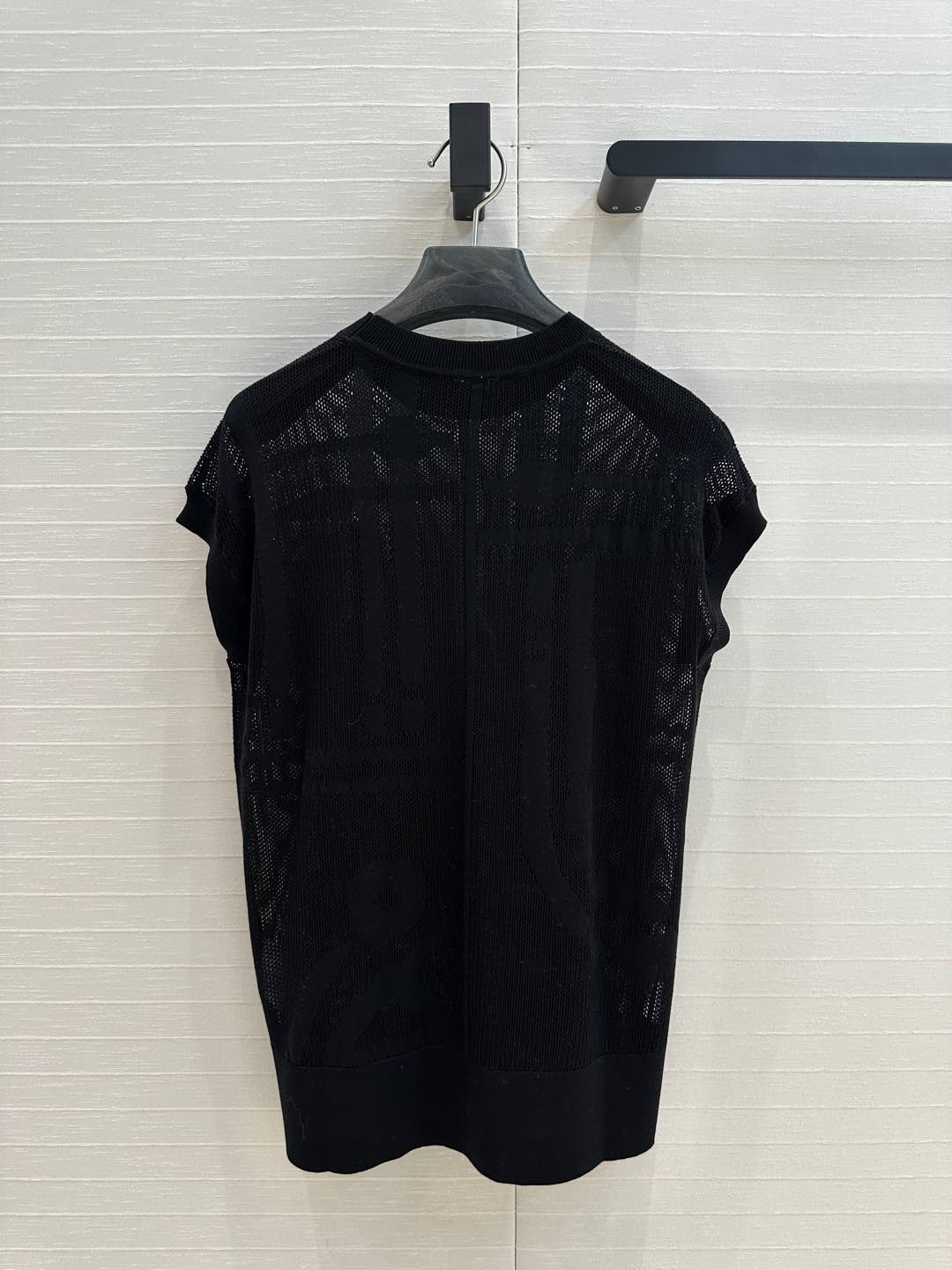 Hm 25 Short-sleeved Sweater Black Mesh Polyester