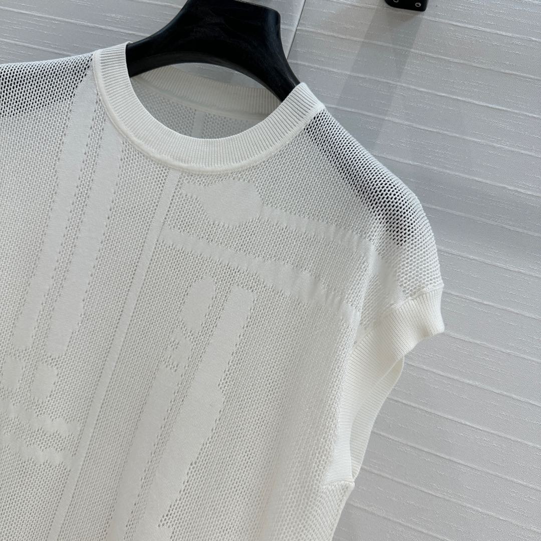 Hm 25 Short-sleeved Sweater White Mesh Polyester