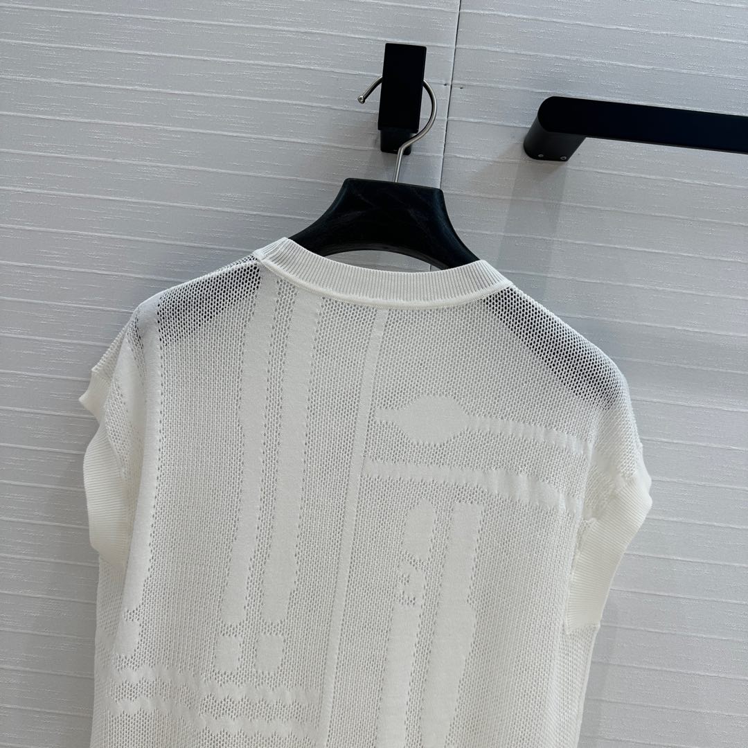 Hm 25 Short-sleeved Sweater White Mesh Polyester