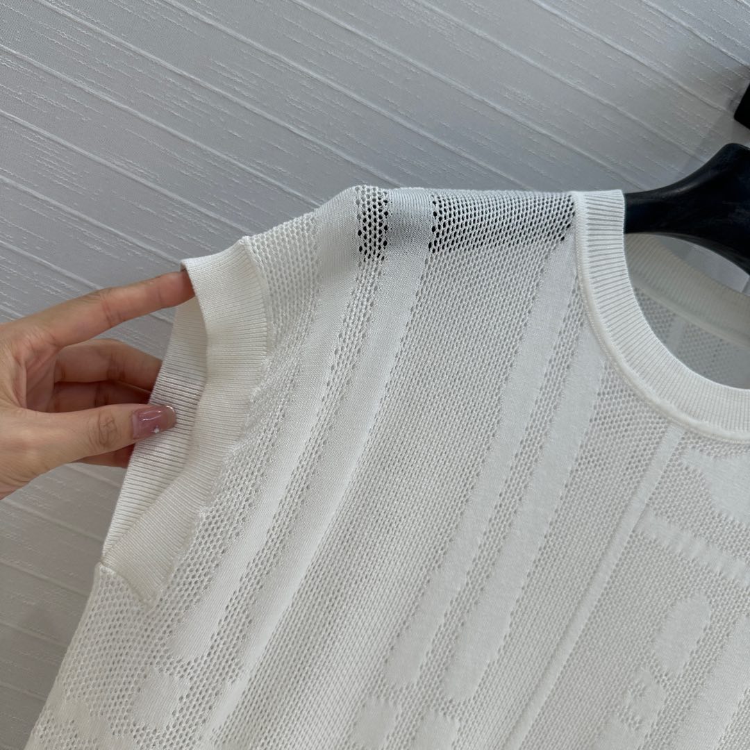 Hm 25 Short-sleeved Sweater White Mesh Polyester