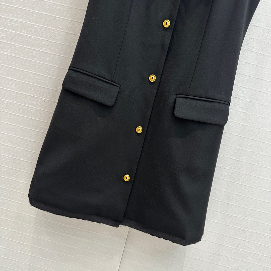 Miu Miu Sleveeless Dress Black Polyester Fiber