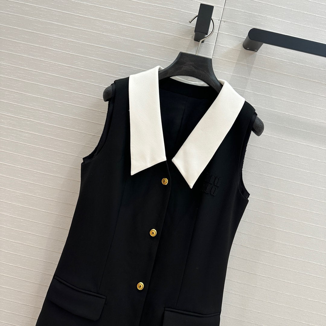 Miu Miu Sleveeless Dress Black Polyester Fiber