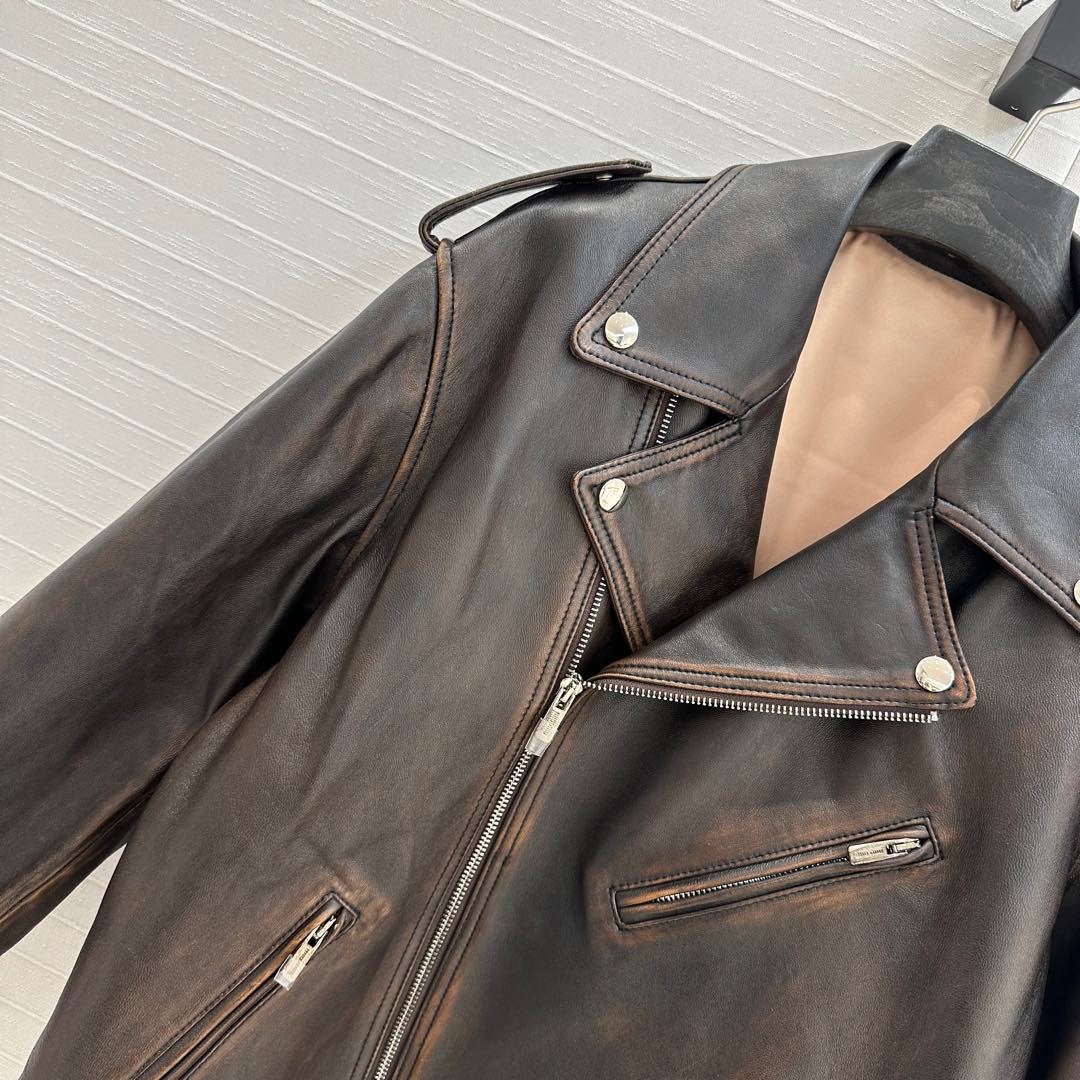 Miu Miu 25 Jacket Black Brown Sheepskin