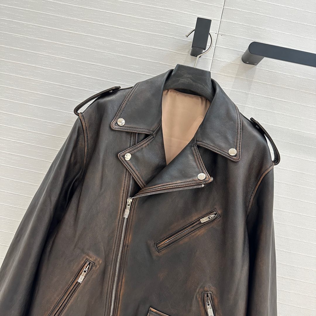 Miu Miu 25 Jacket Black Brown Sheepskin