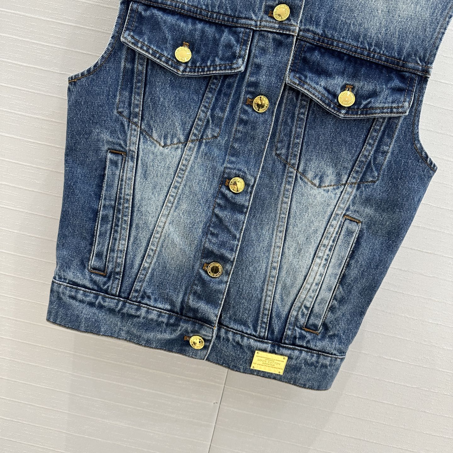 LV 25 Denim Vest Jacket Blue Cotton