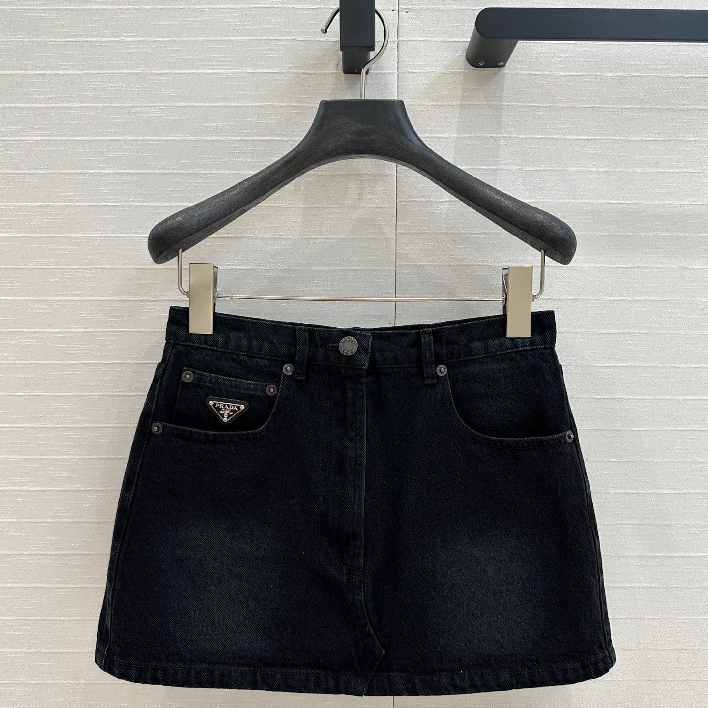 Prada 25 Denim Skirt Black Cotton