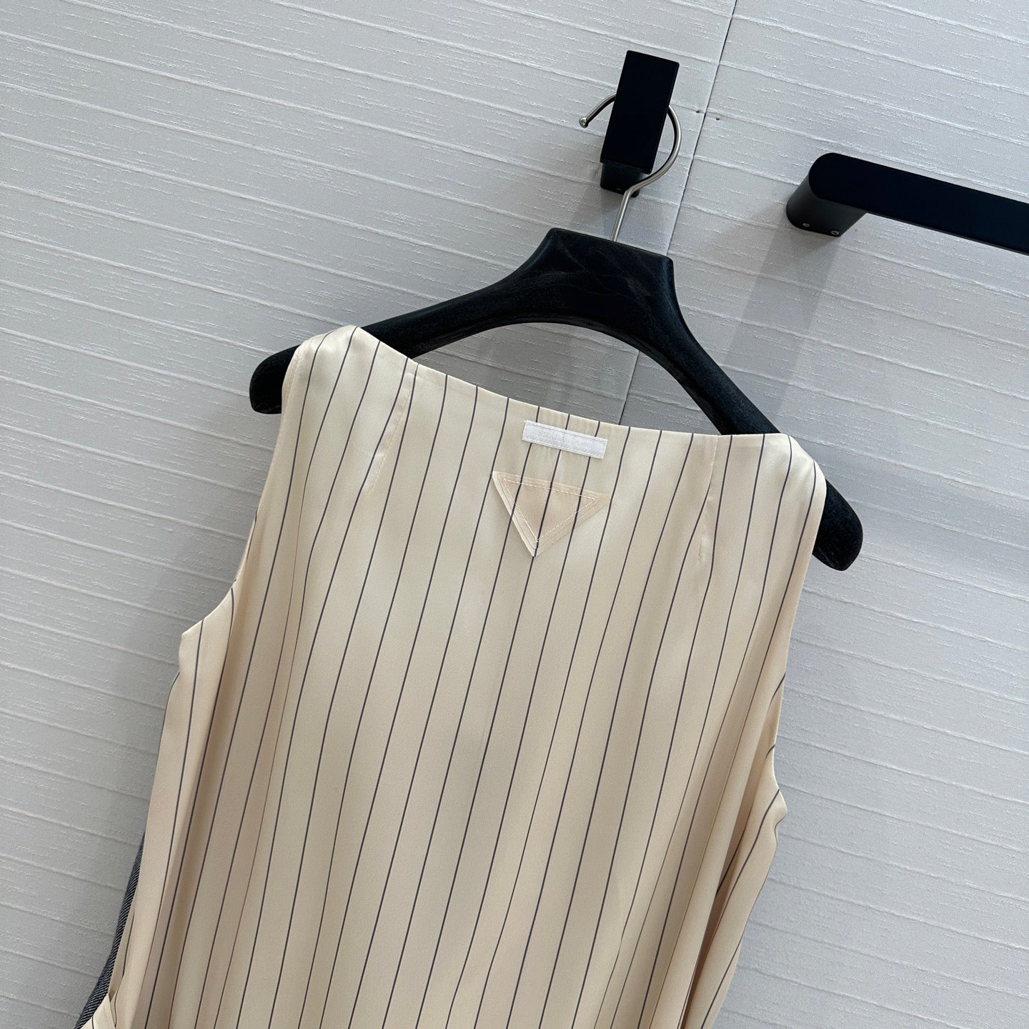 Prada Striped Vest Dress Gray Wool Polyester