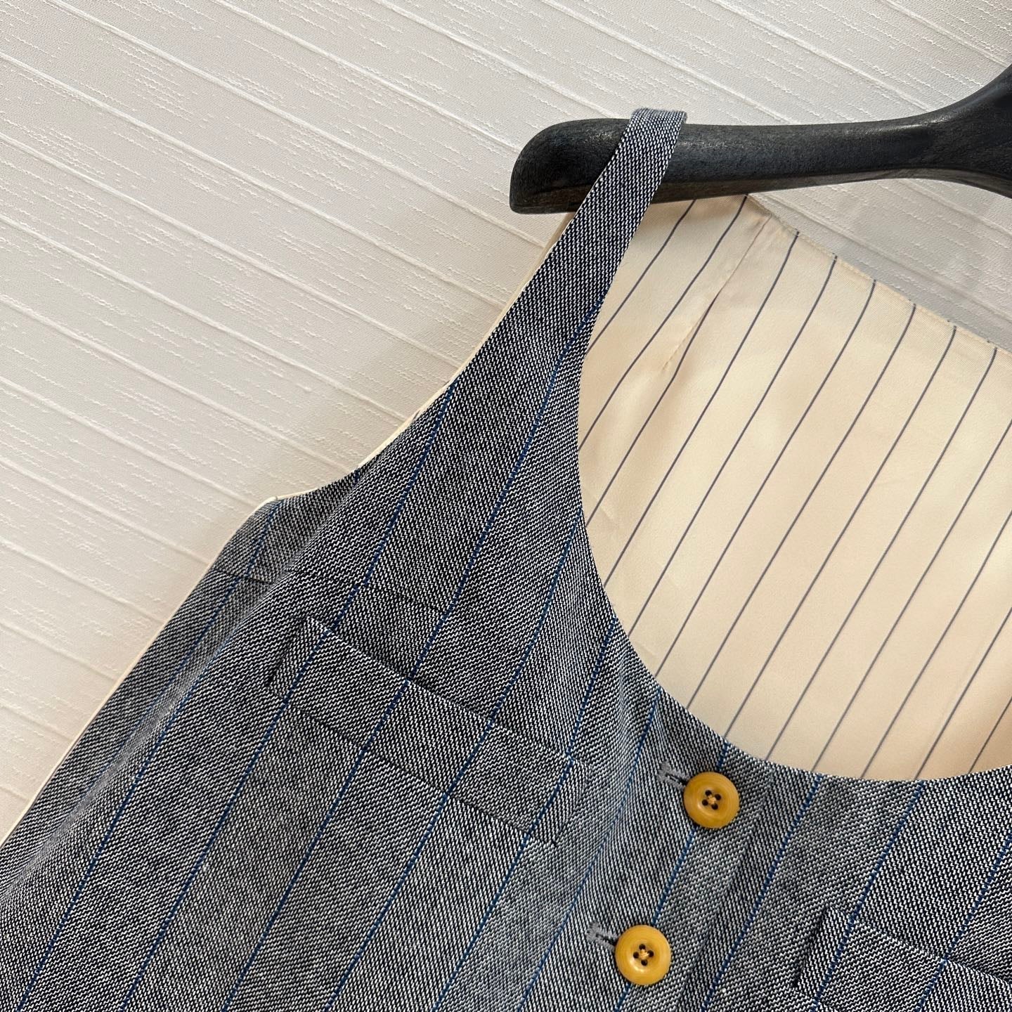 Prada Striped Vest Dress Gray Wool Polyester