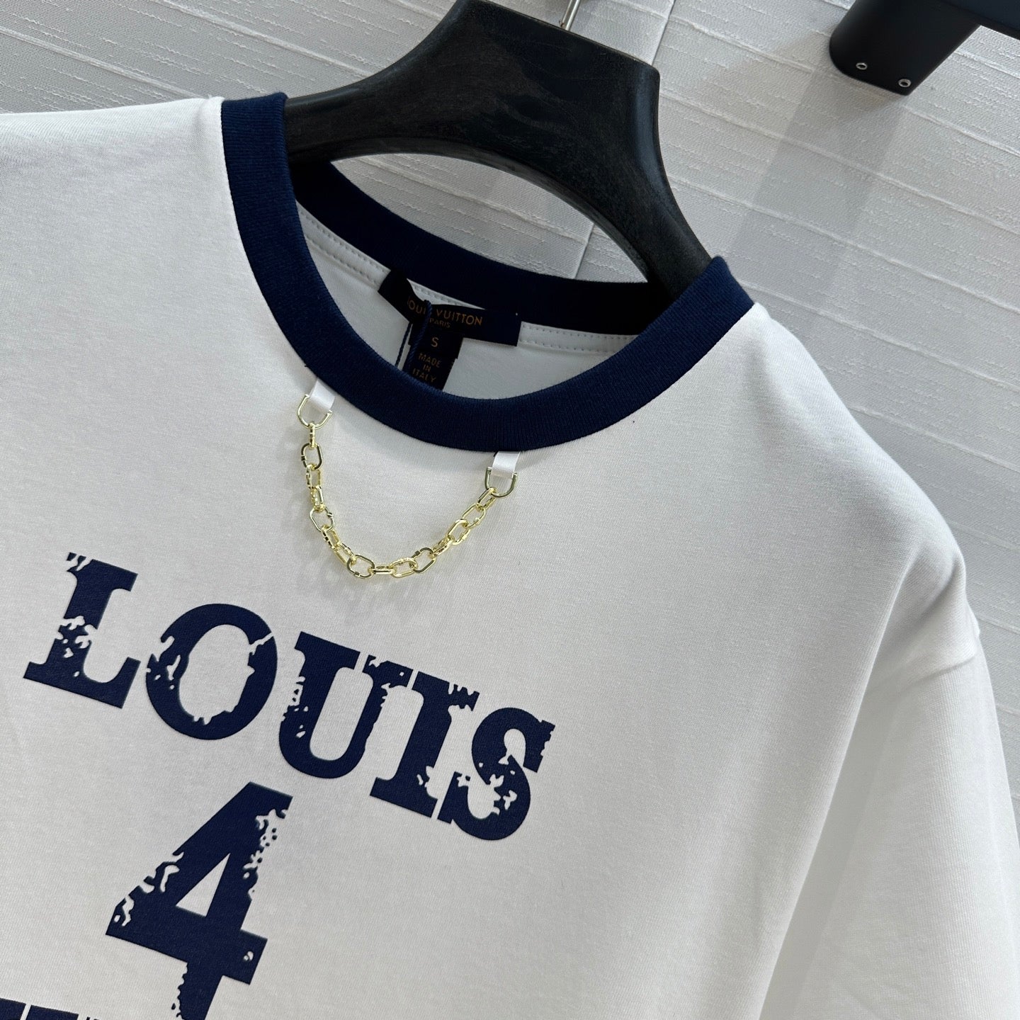 LV T Shirt White Blue Cotton