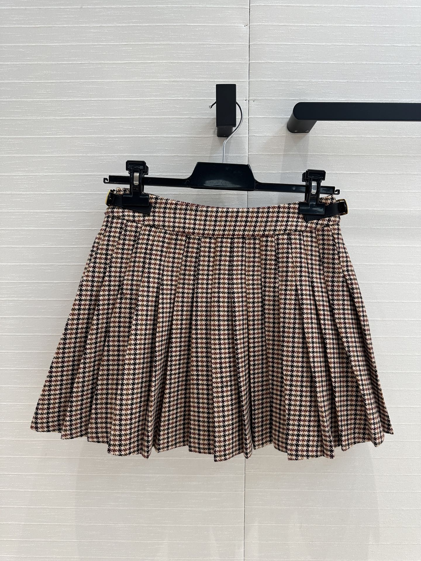 Celine Pleated Skirt Brown Wool Cotton Polyester
