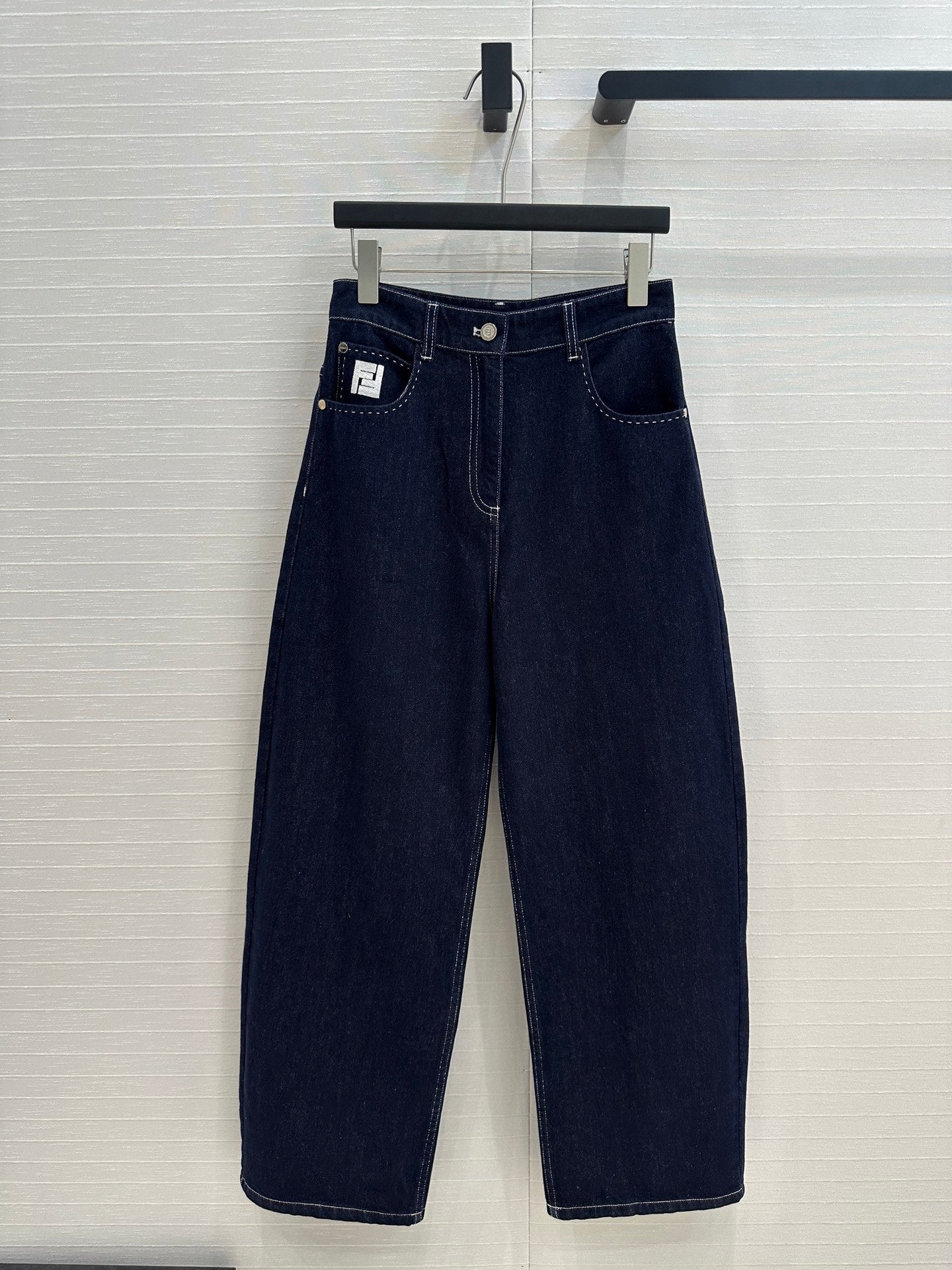 Fendi 25 Denim Scimitar Pants Dark Blue Cotton