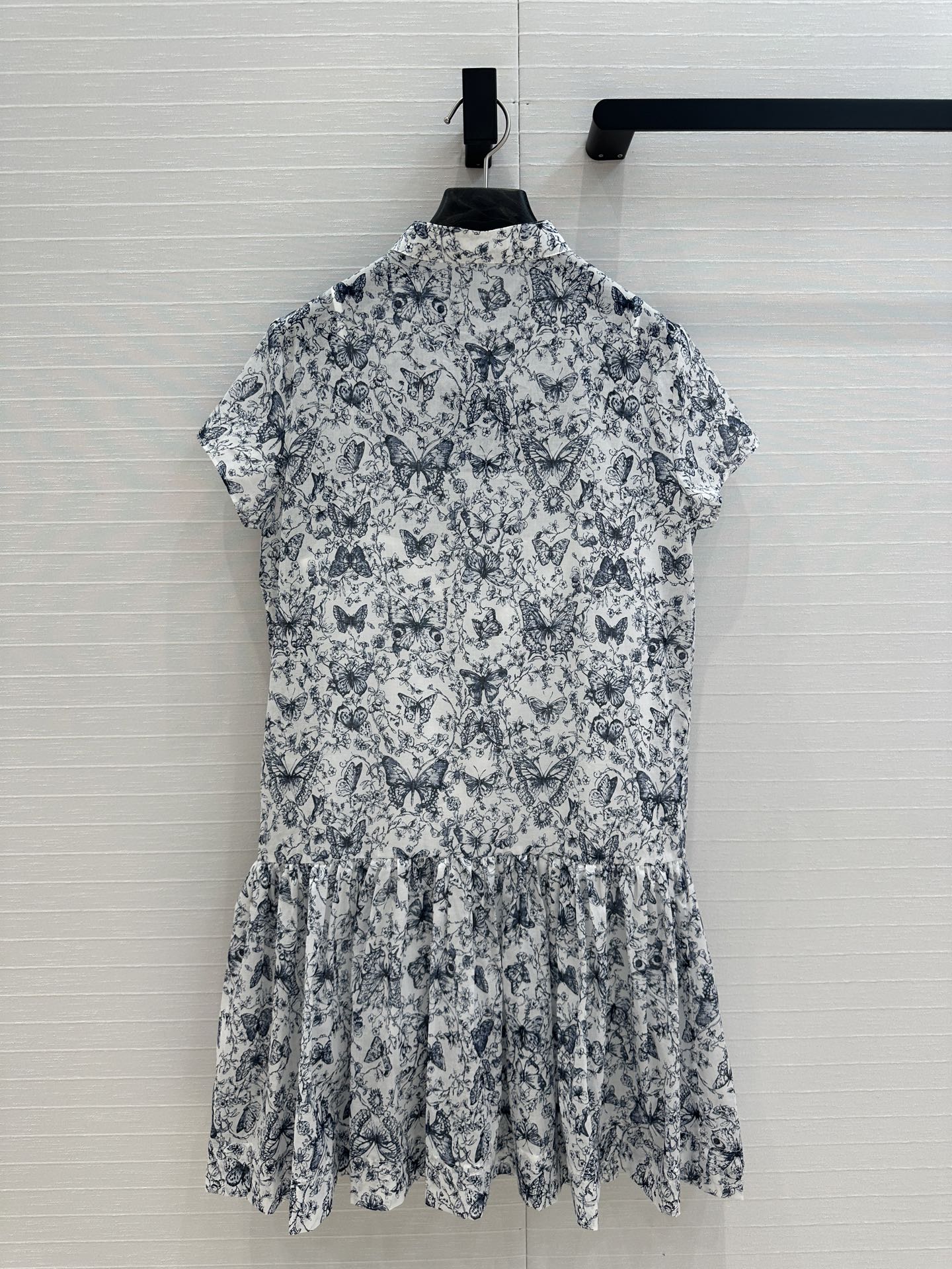 CD 2025 Butterfly Printed Long Skirt White mix Navy Blue Cotton