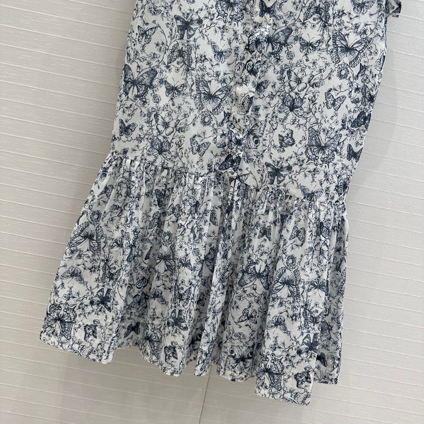 CD 2025 Butterfly Printed Long Skirt White mix Navy Blue Cotton