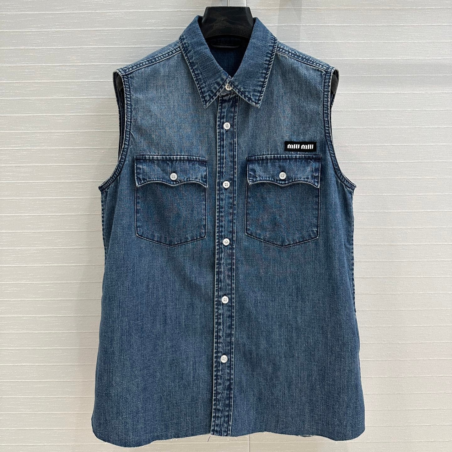 Miu Miu 25 Denim Shirt Vest Blue Cotton