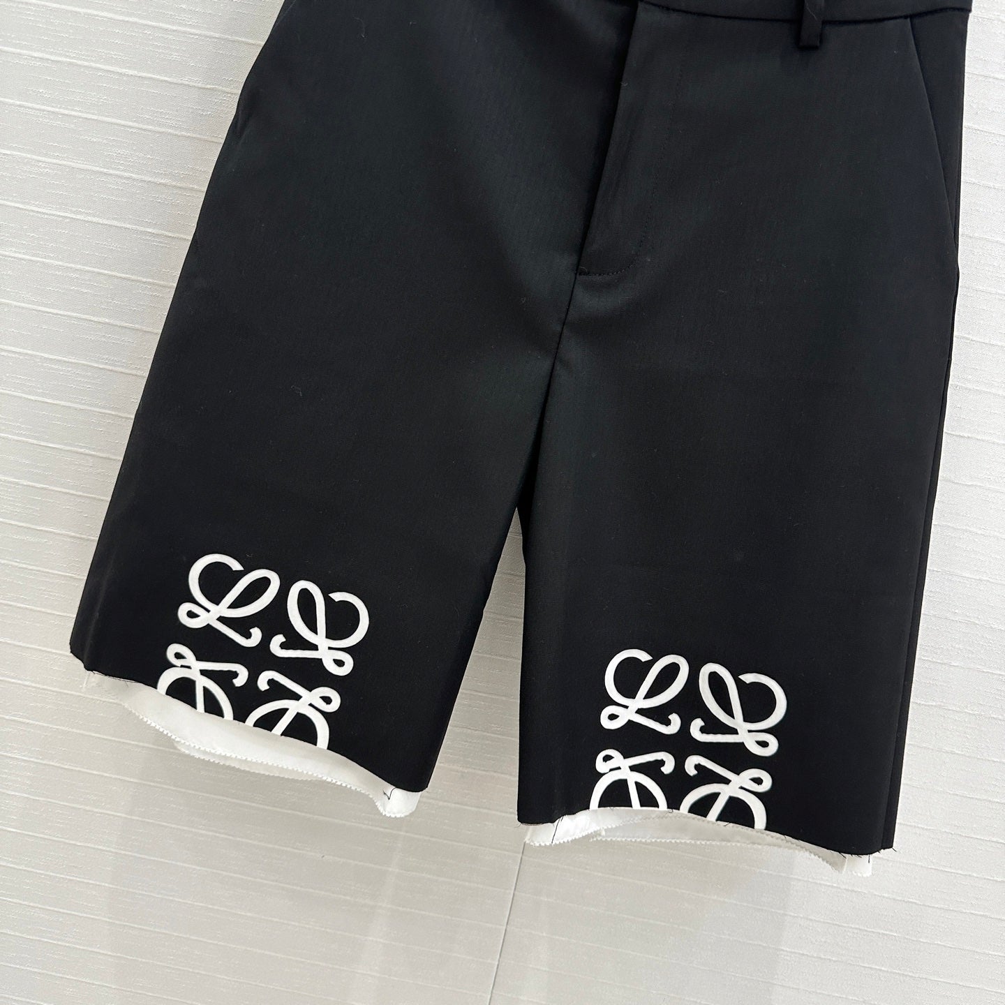 Loewe Striped Mid-length Shorts Black Cotton