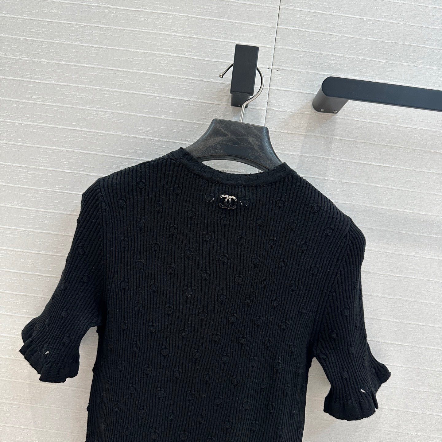 CC 25 Hollow Knitted T-shirt Black cotton