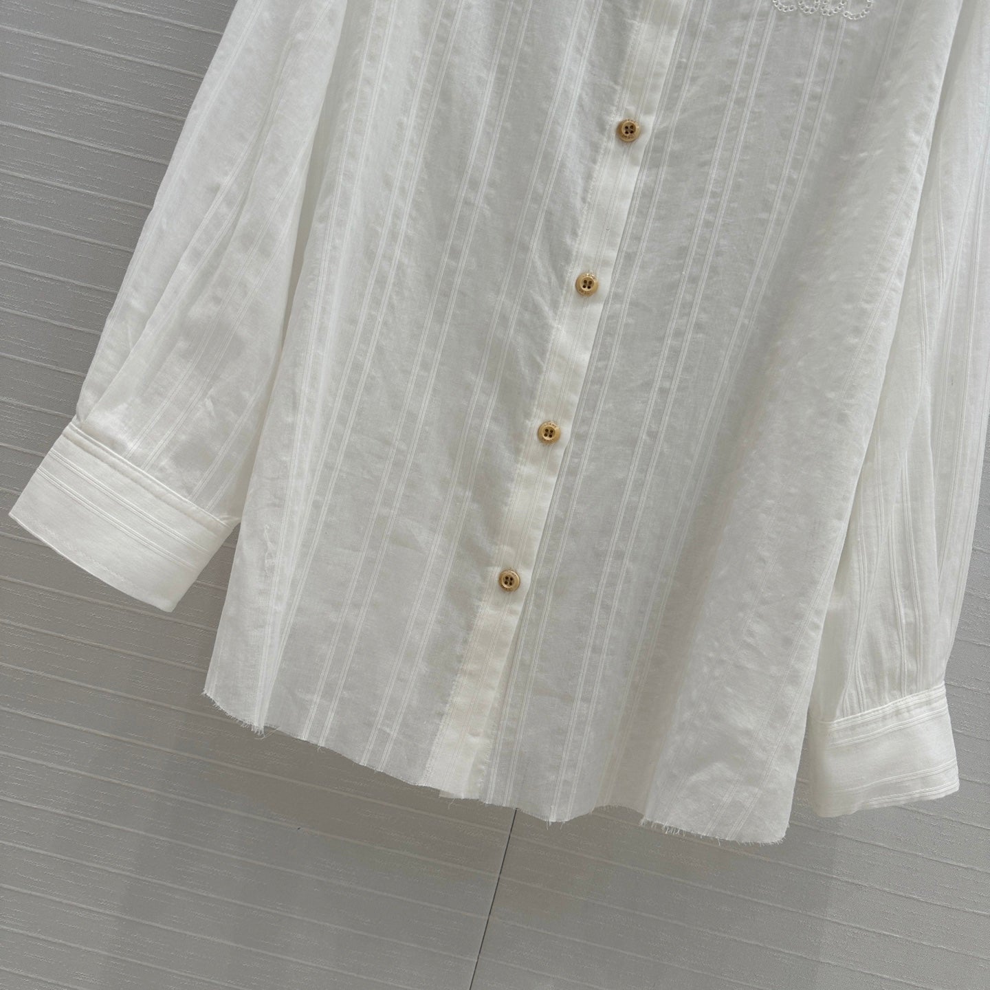 Loewe Hollow Logo Embroidered Striped Shirt White Cotton