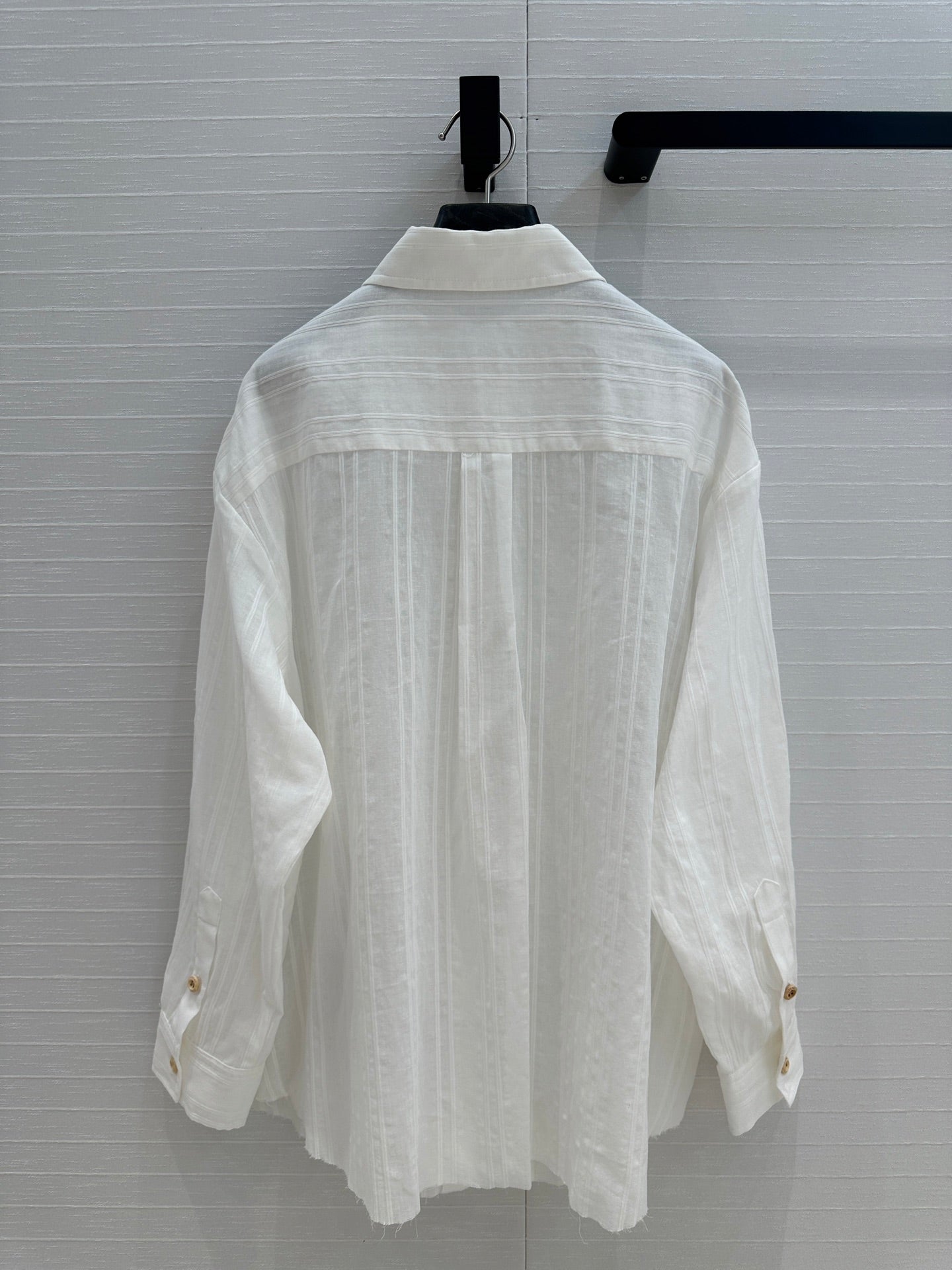 Loewe Hollow Logo Embroidered Striped Shirt White Cotton