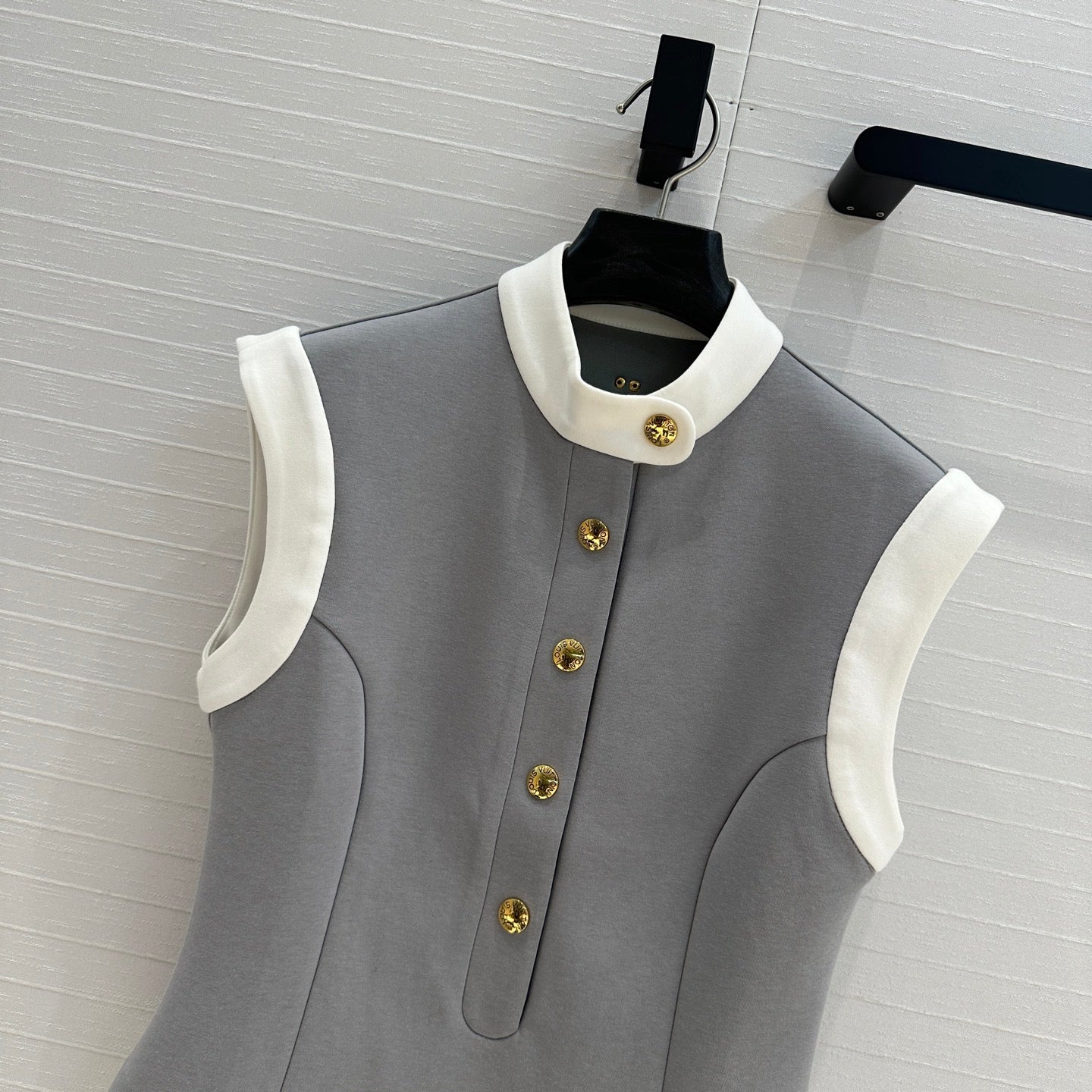 LV 25 Princess Seams Vest Grey Polyester Cotton