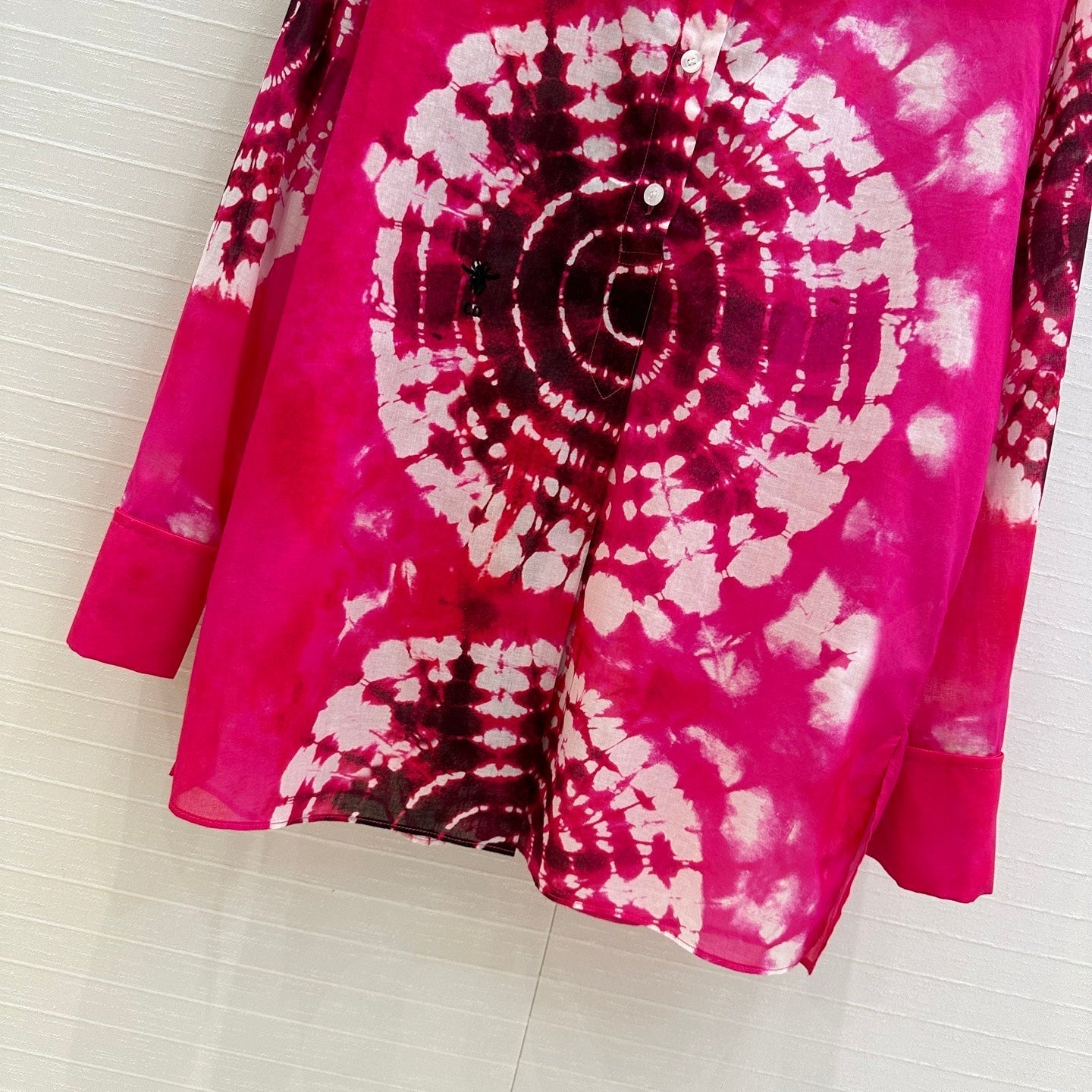 CD 25 Dopamine Dye Pattern Long-sleeved T-Shirt Pink Cotton